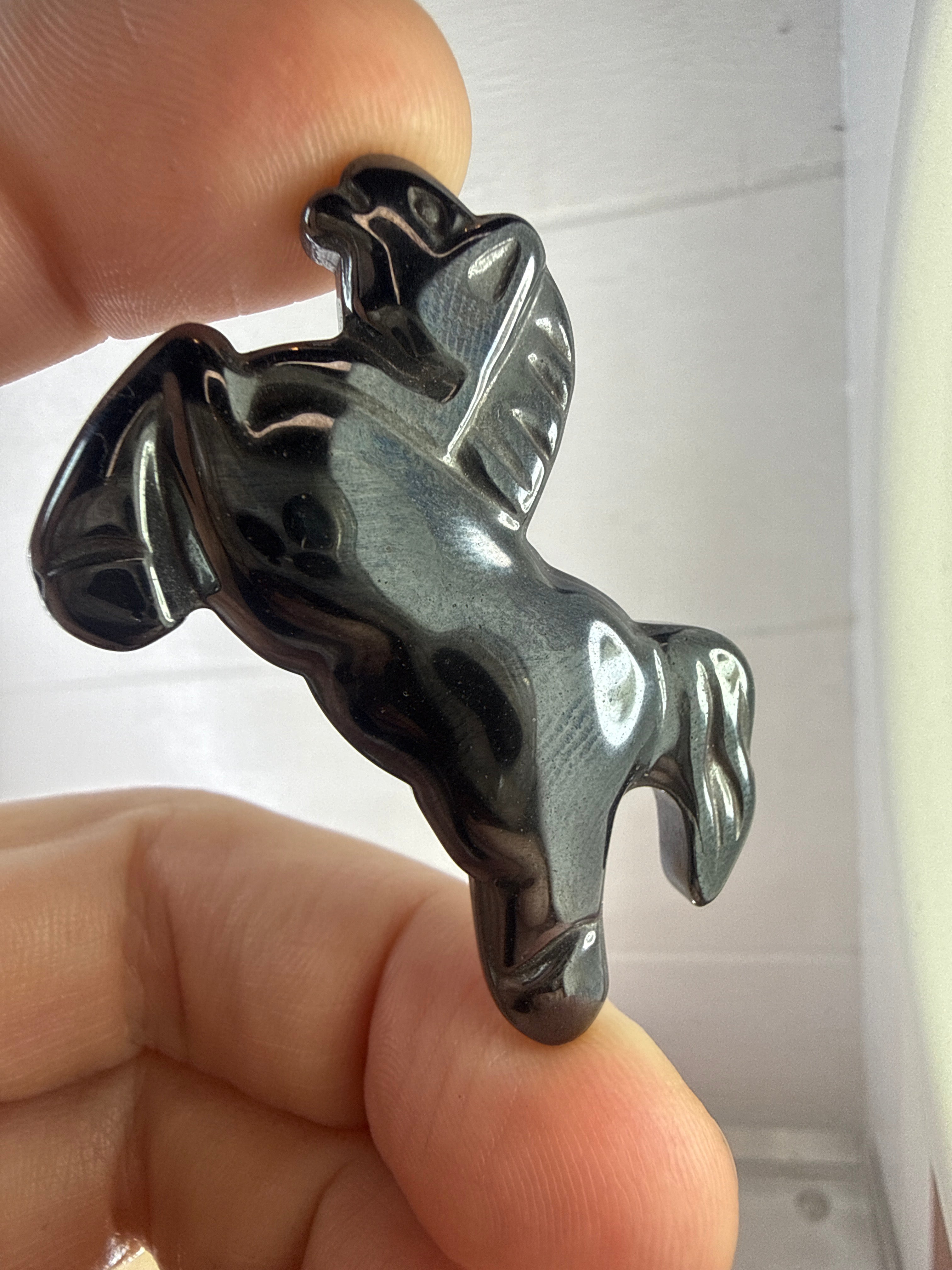 Hematite Horse Pendant