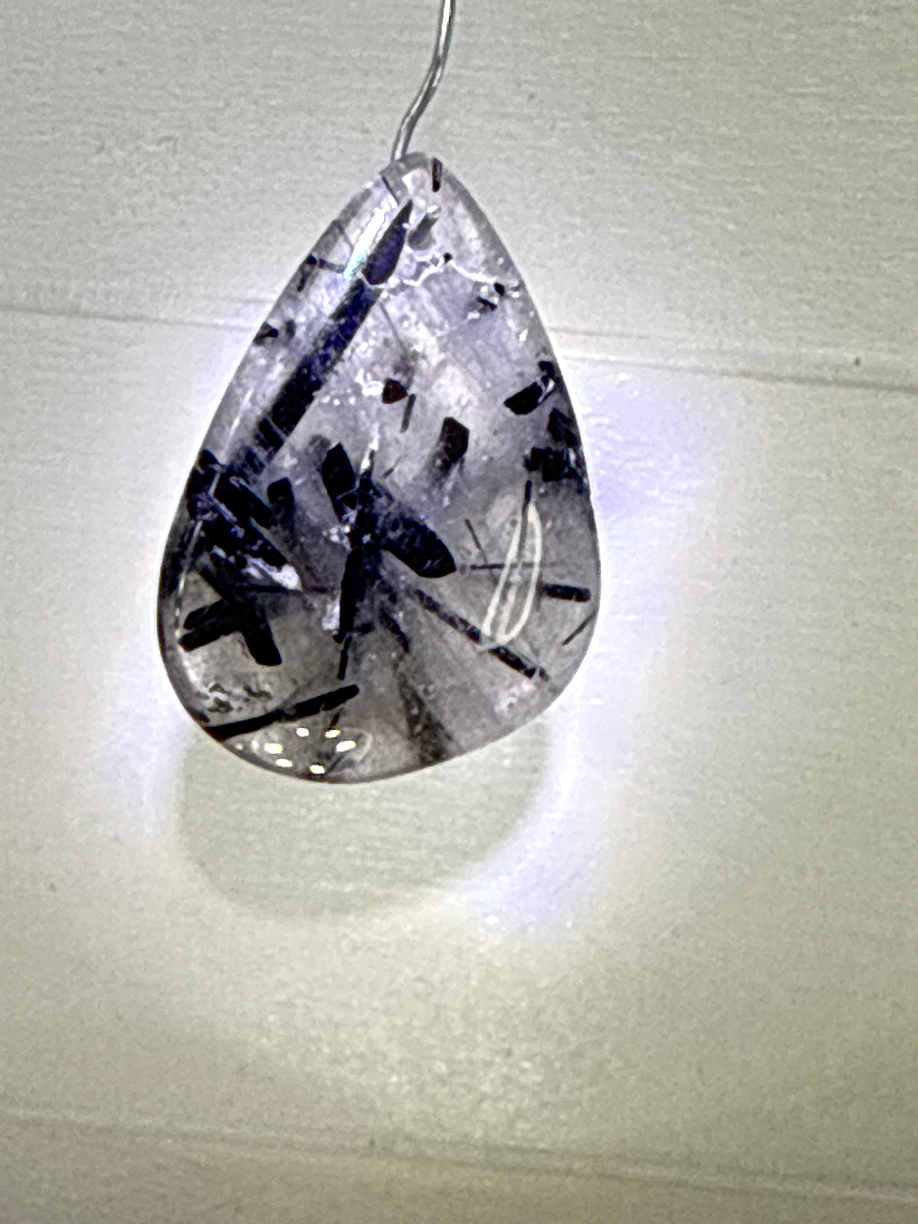 Black Tourmaline in Quartz Pendant