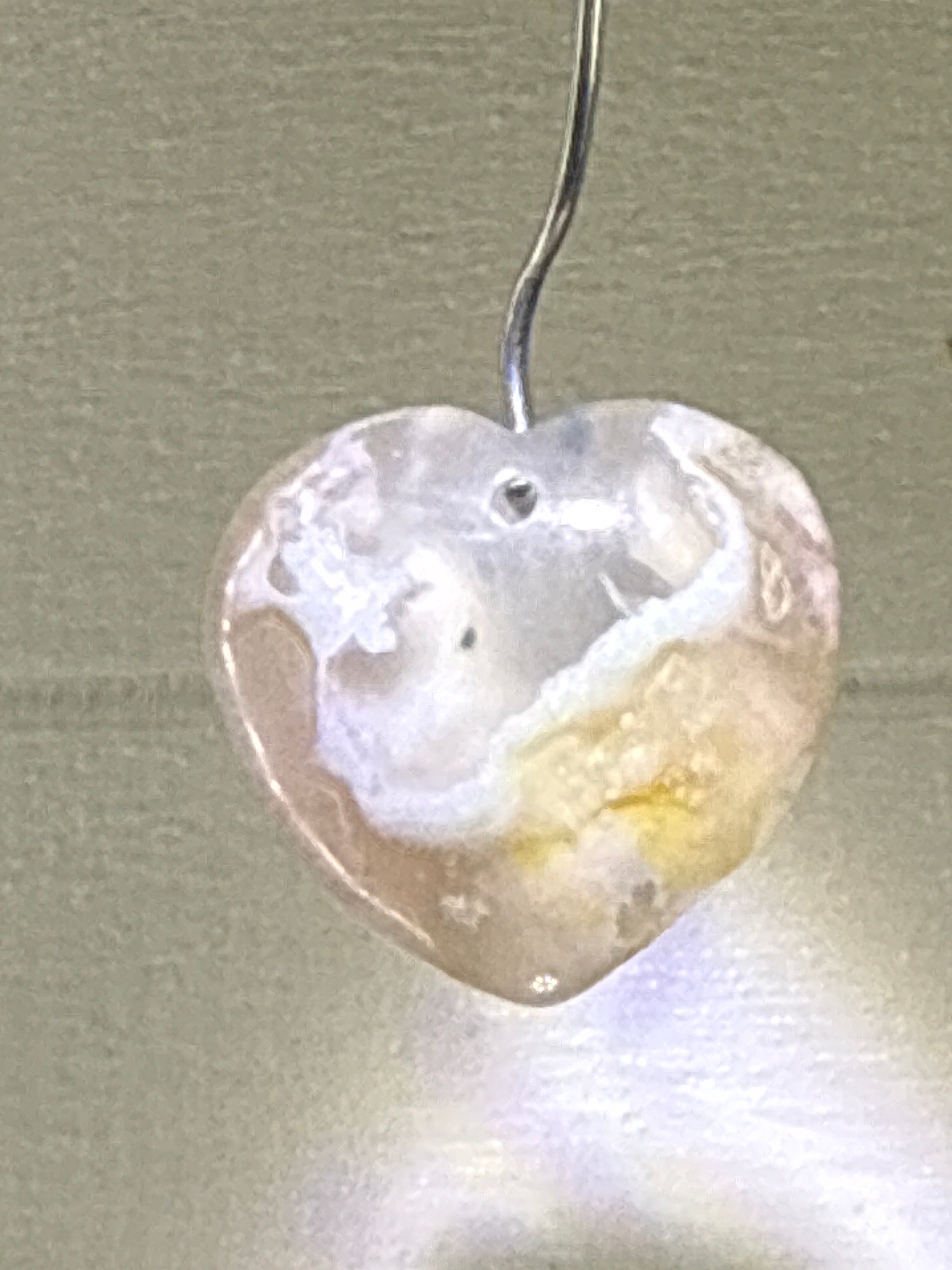Flower Agate Heart Pendant