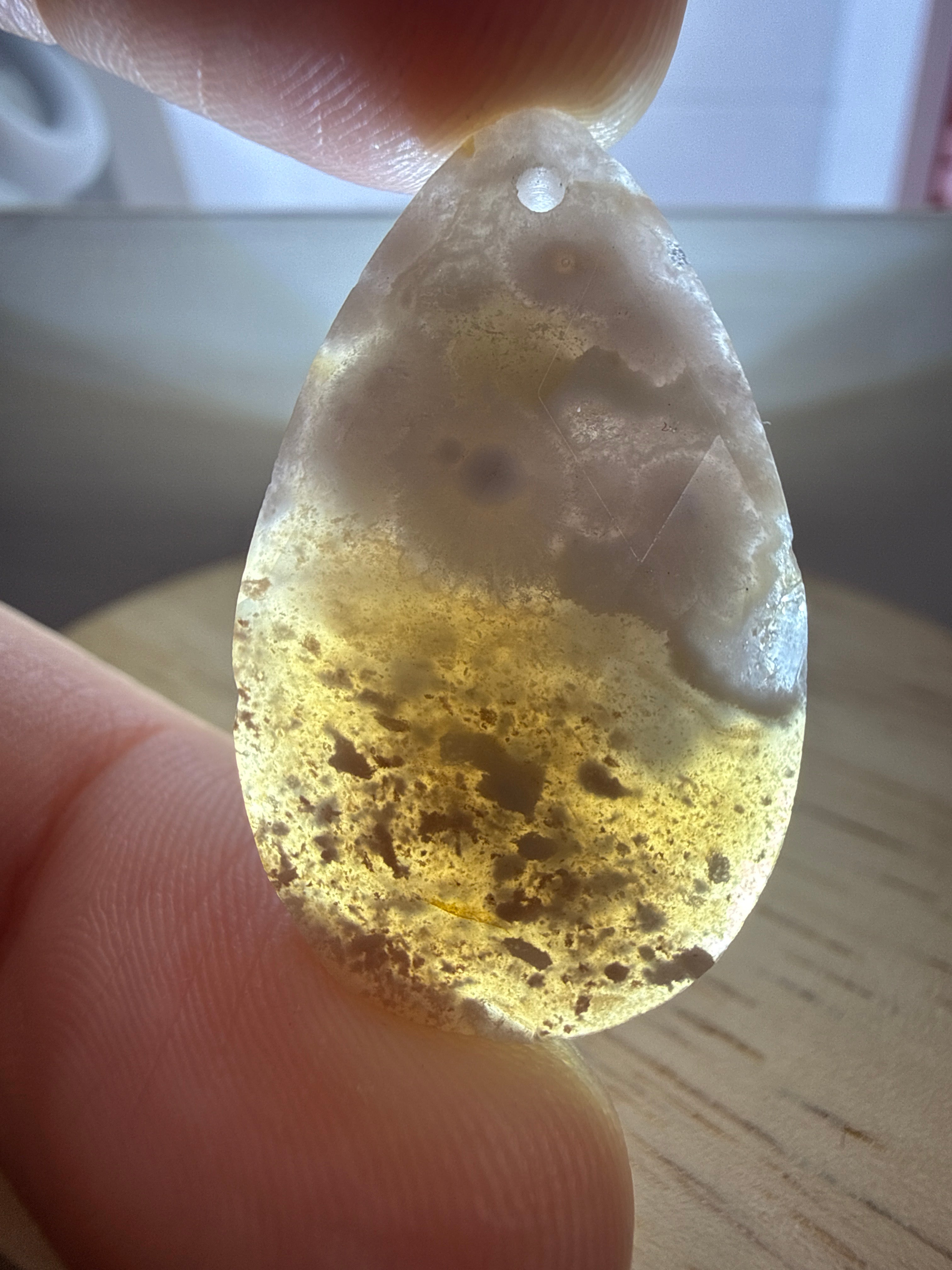 Faceted Flower Agate Pendant