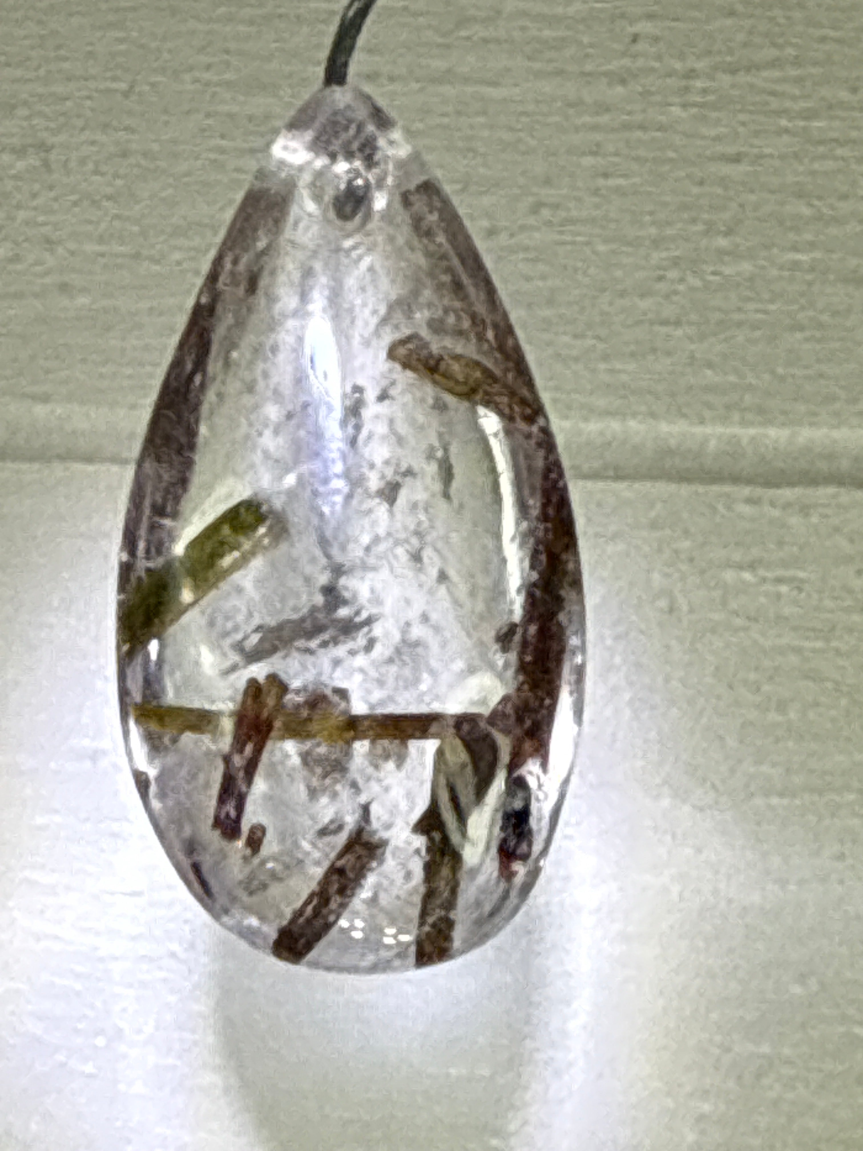Green Tourmaline in Quartz Pendant