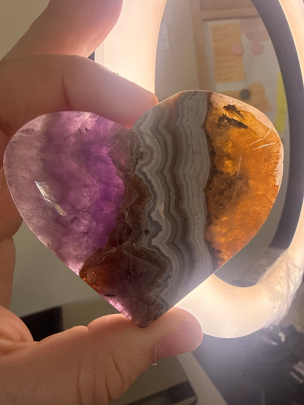 Amethyst and Mexican Lace Agate Heart