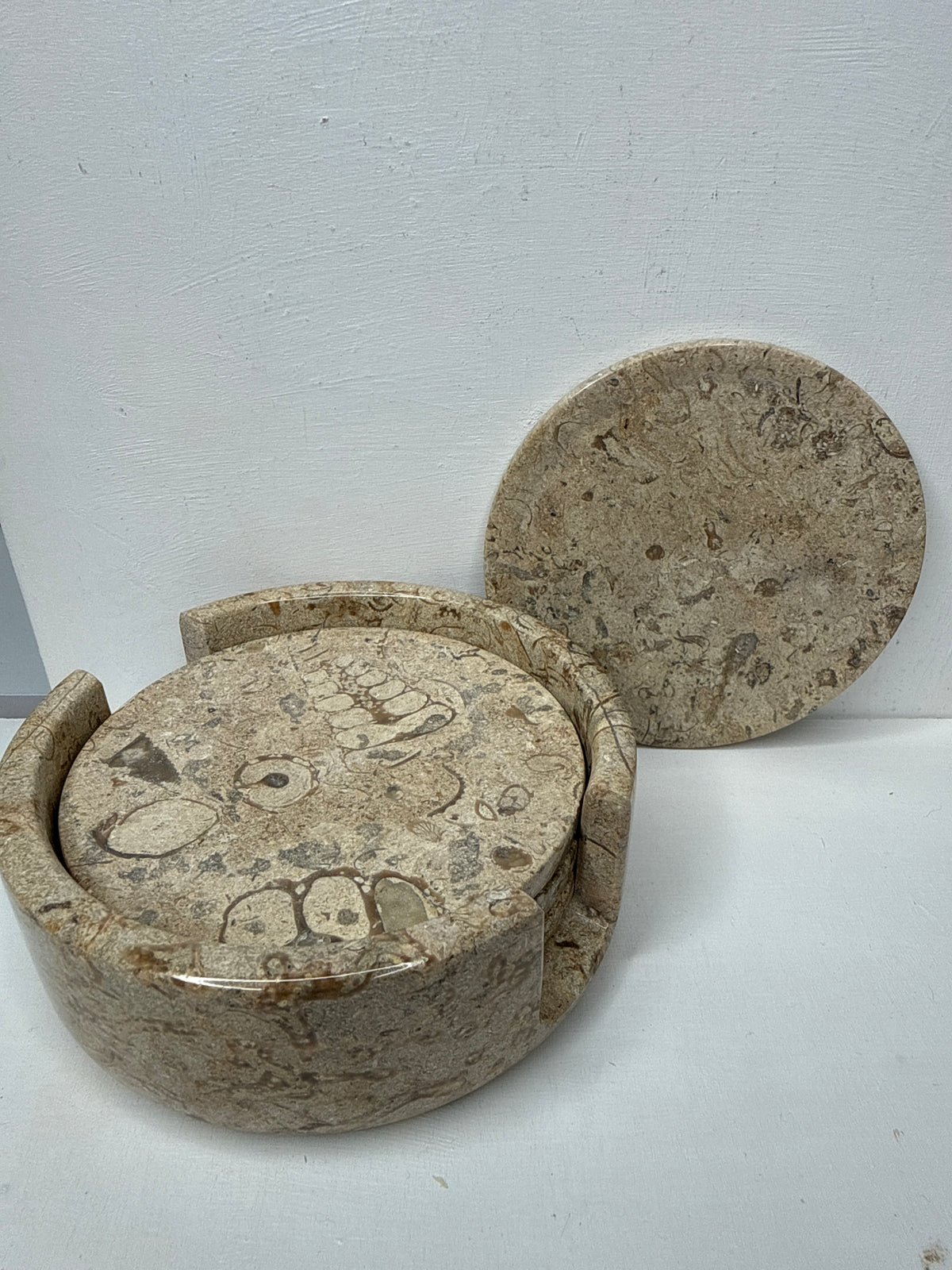 Fossil Jasper Coaster Set of 4 with Holder