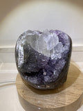 Black and Purple Rainbow Druzy Amethyst with Calcite