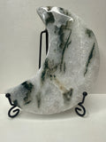 Moss Agate Moon Carving