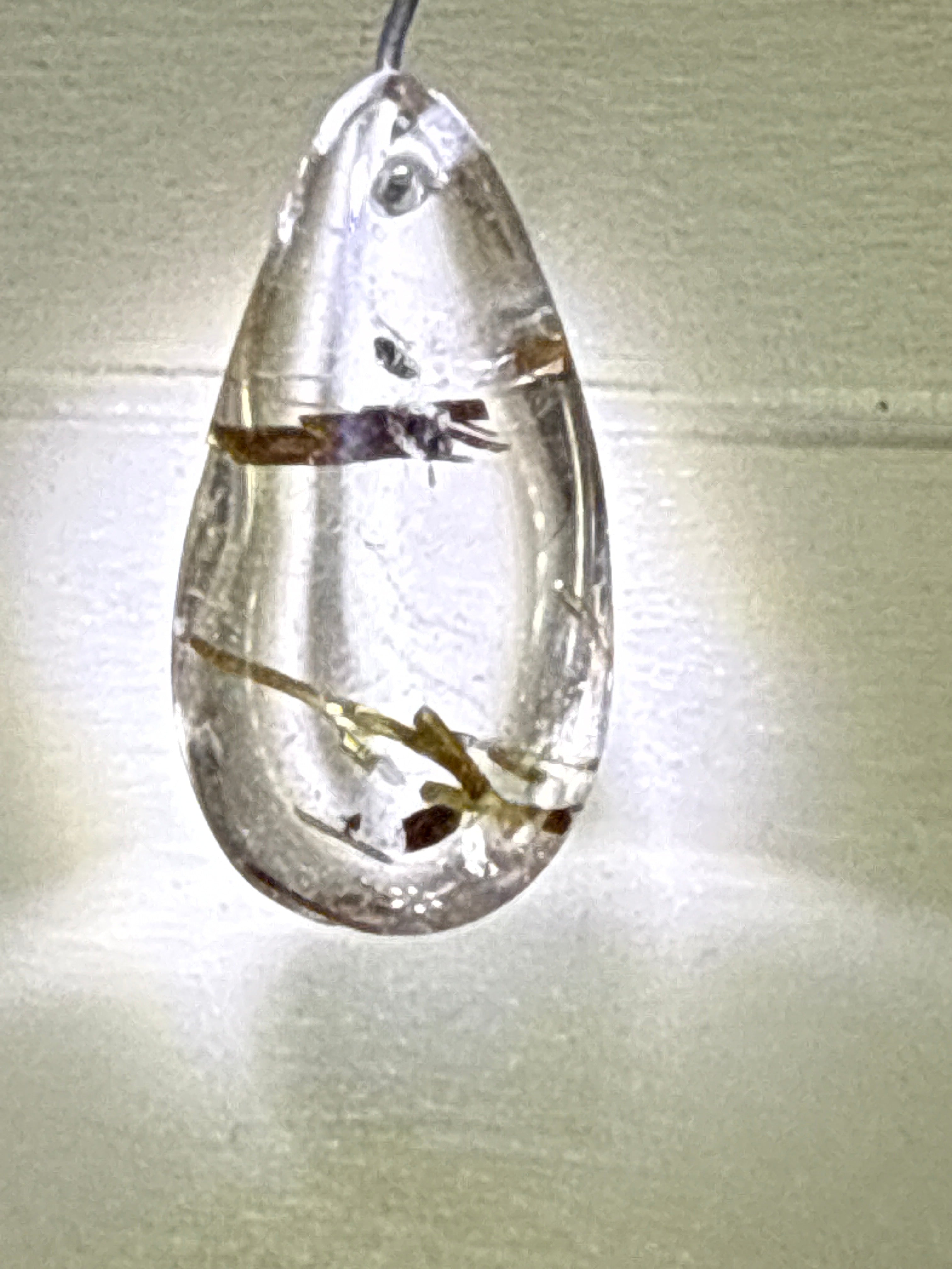 Green Tourmaline in Quartz Pendant