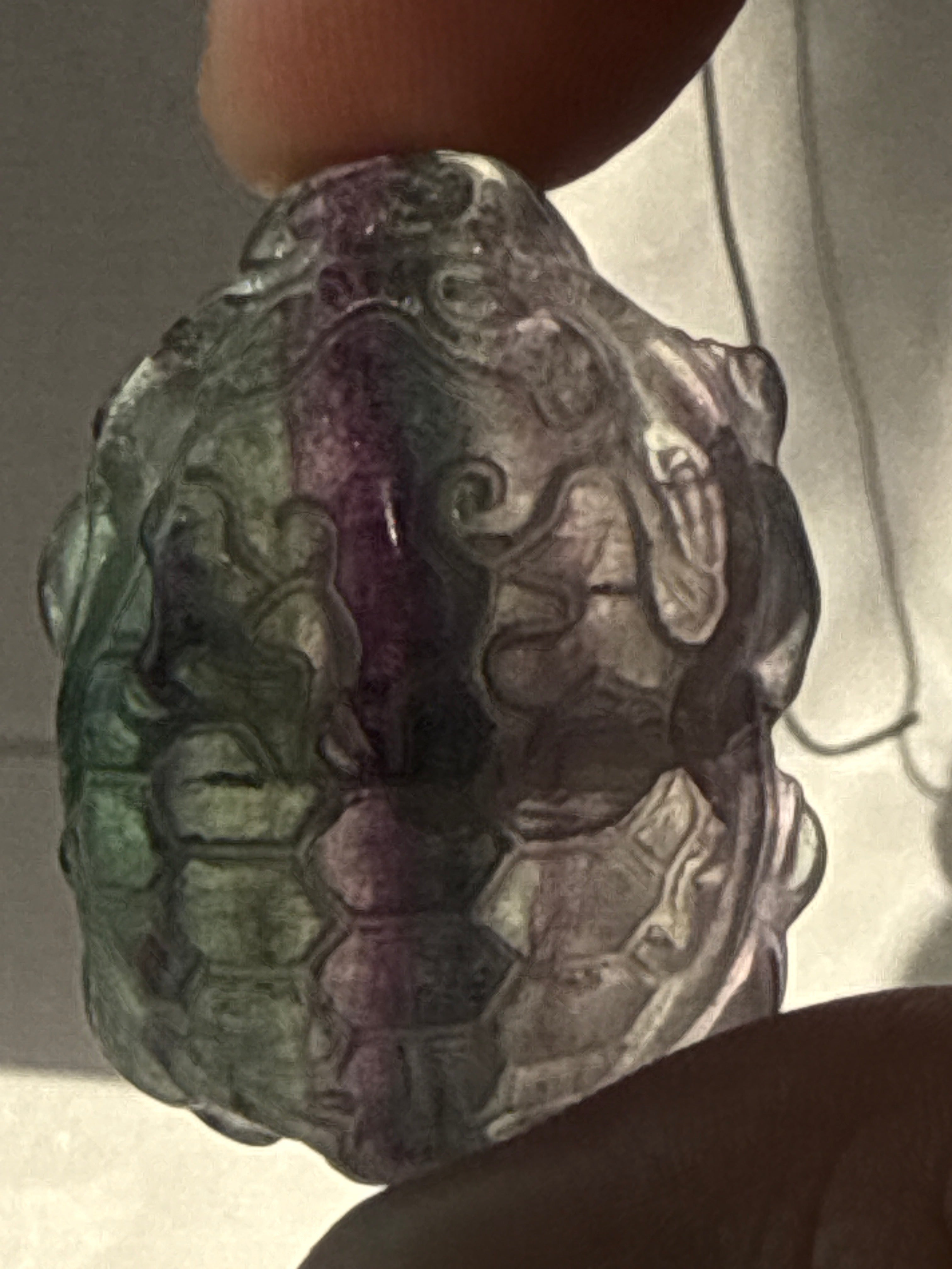 Carved Fluorite Pishu Pendant