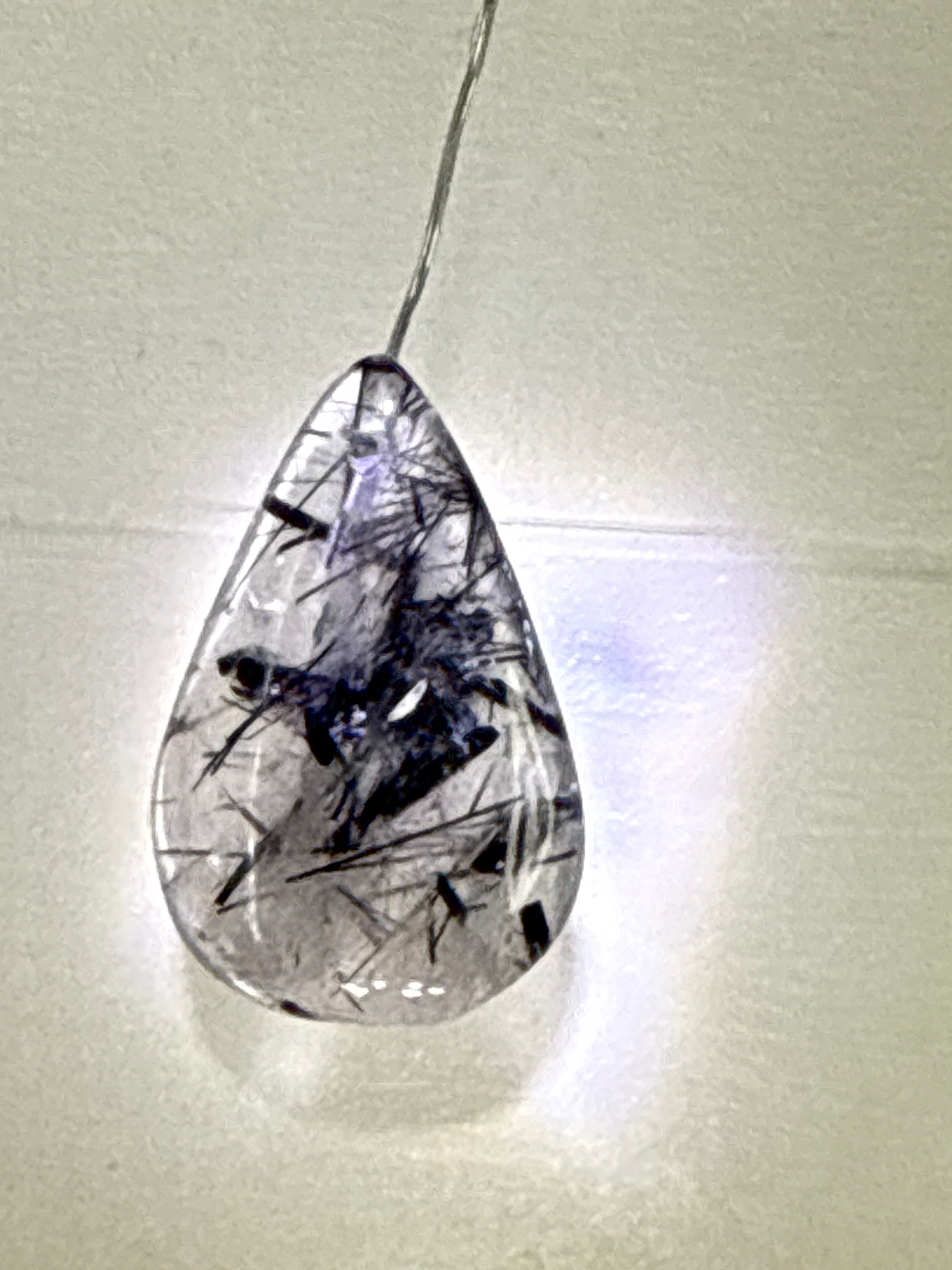 Black Tourmaline in Quartz Pendant