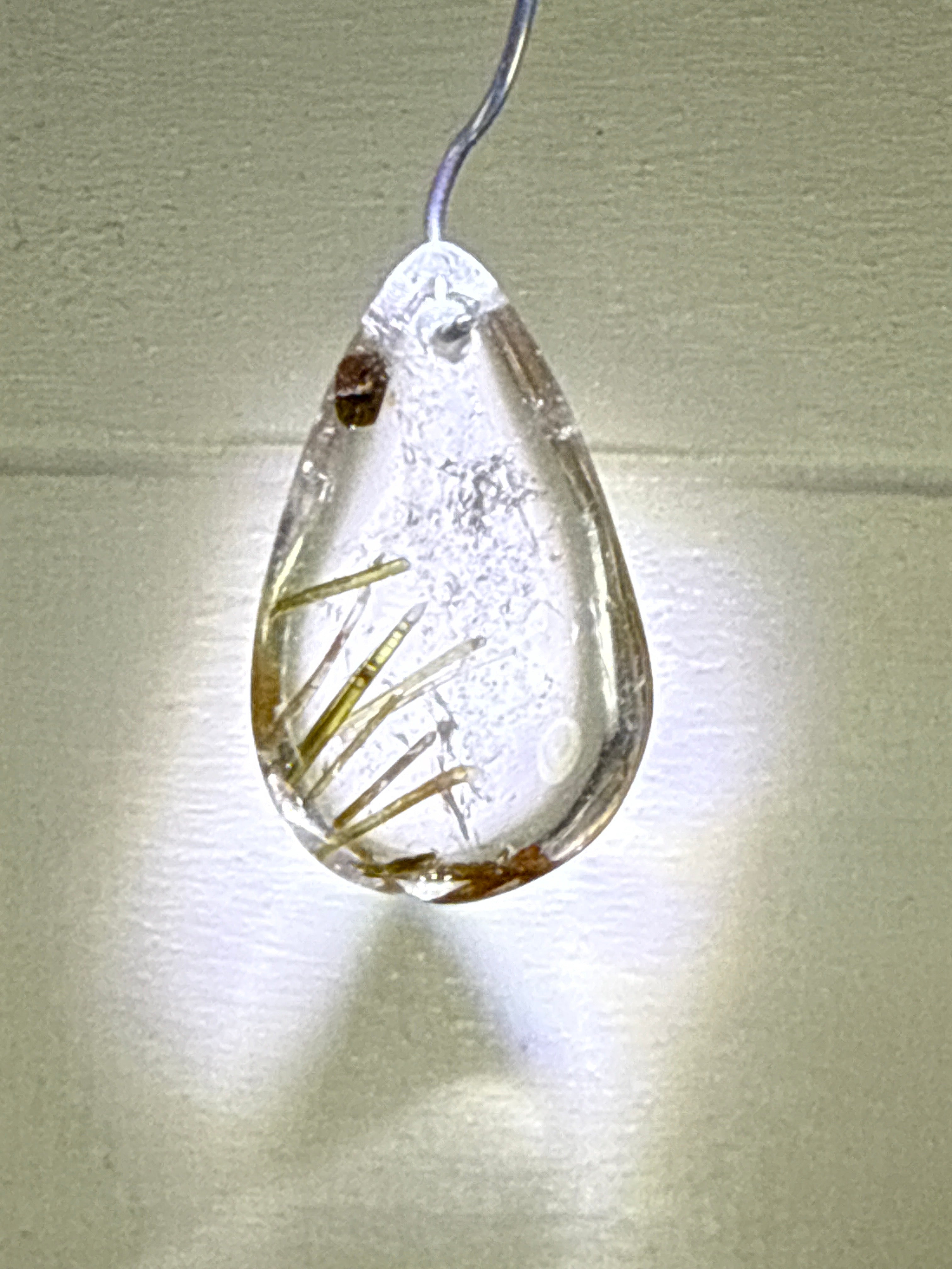 Green Tourmaline in Quartz Pendant