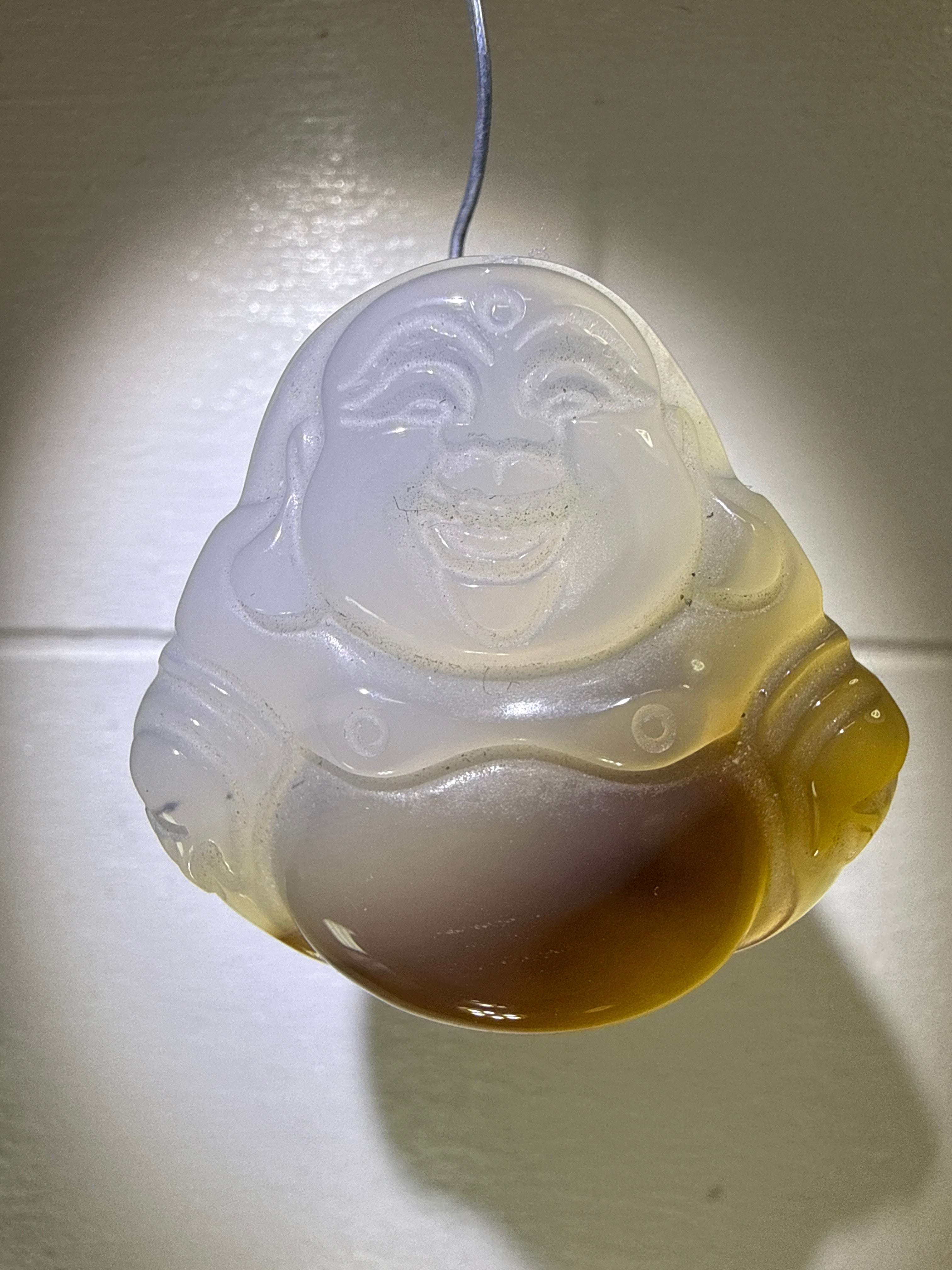Dendritic Agate Carved Buddah Pendant