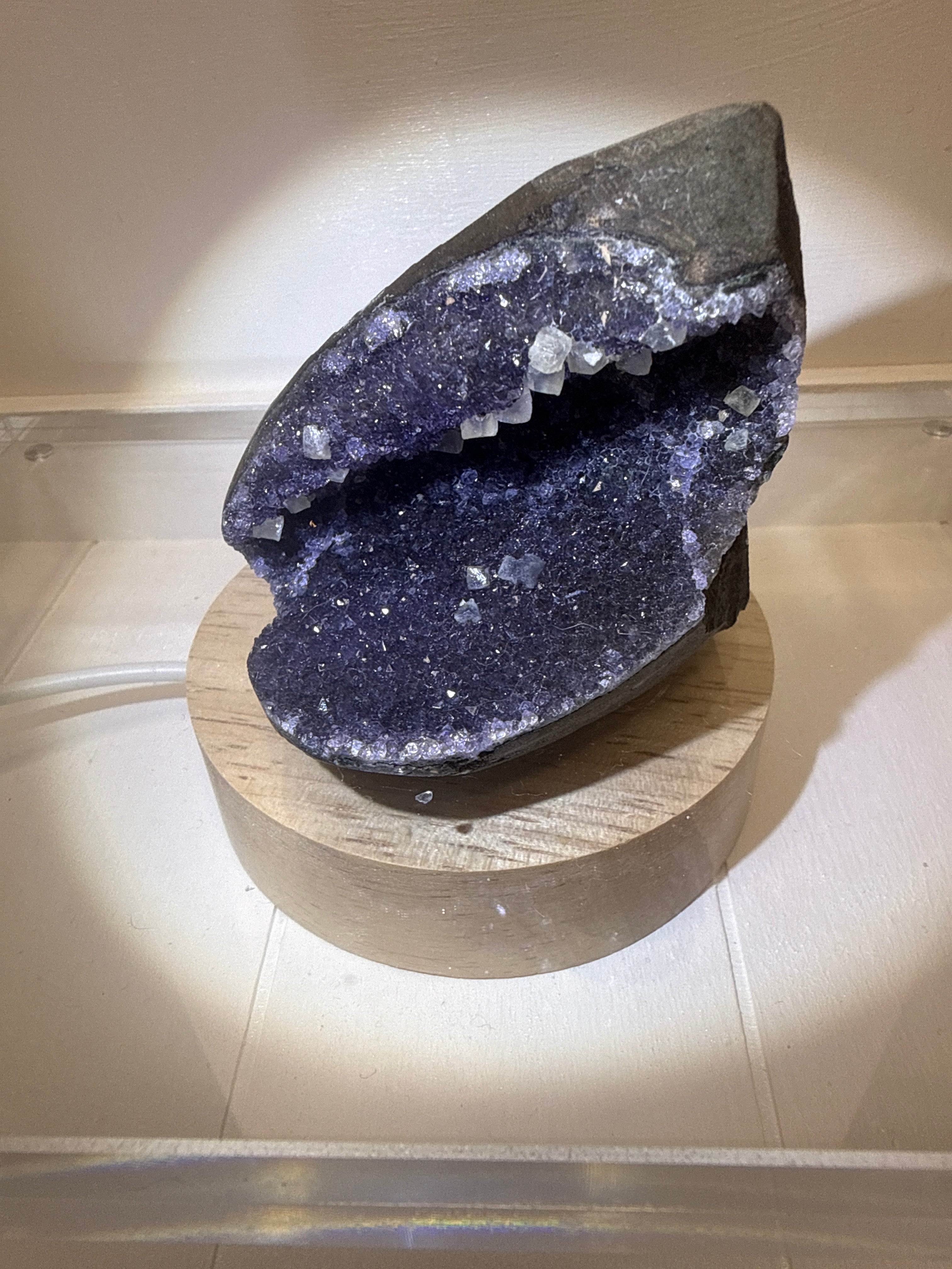 Black Rainbow Druzy Amethyst with Calcite
