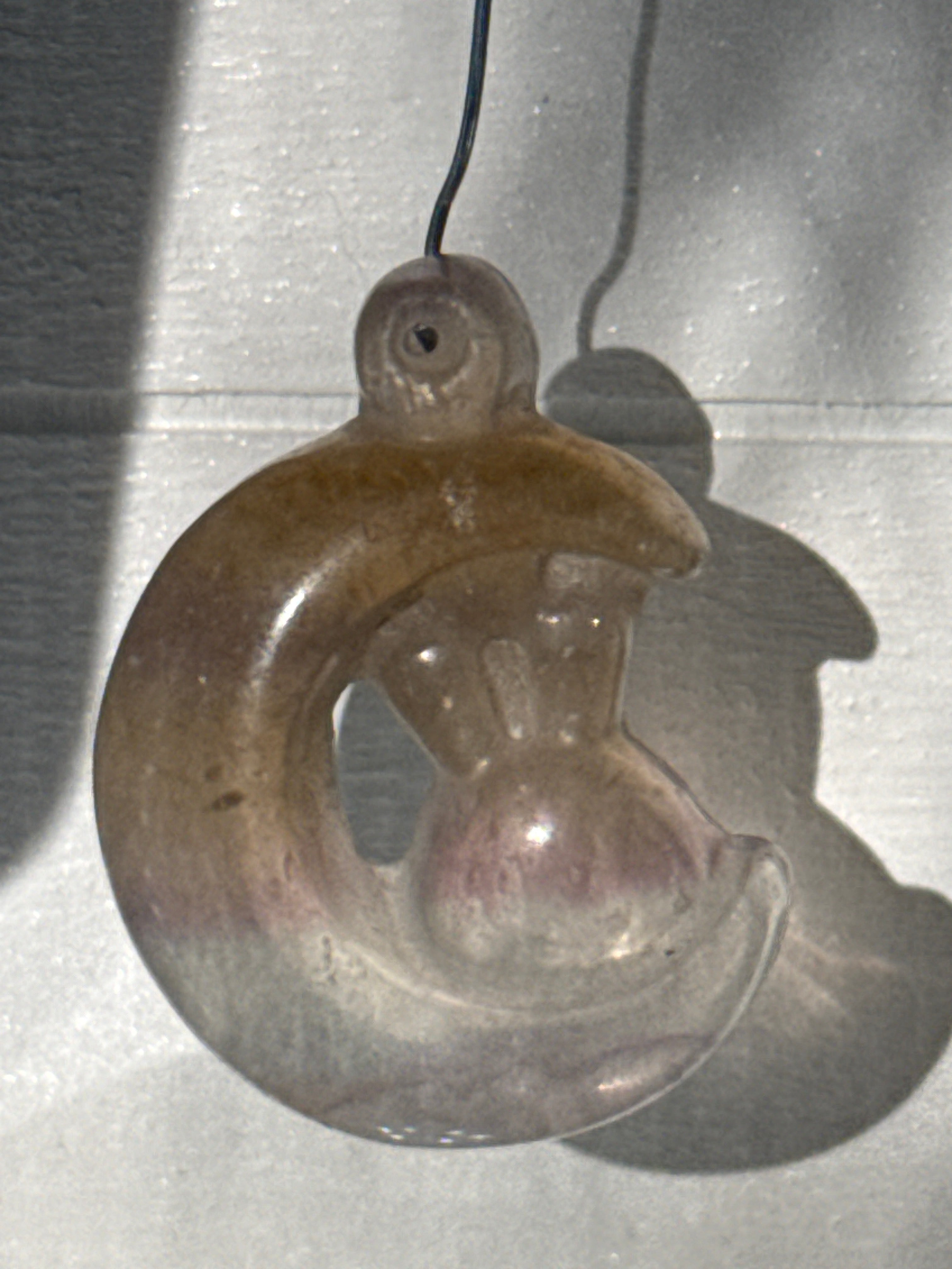 Carved Fluorite Bunny in Moon Pendant