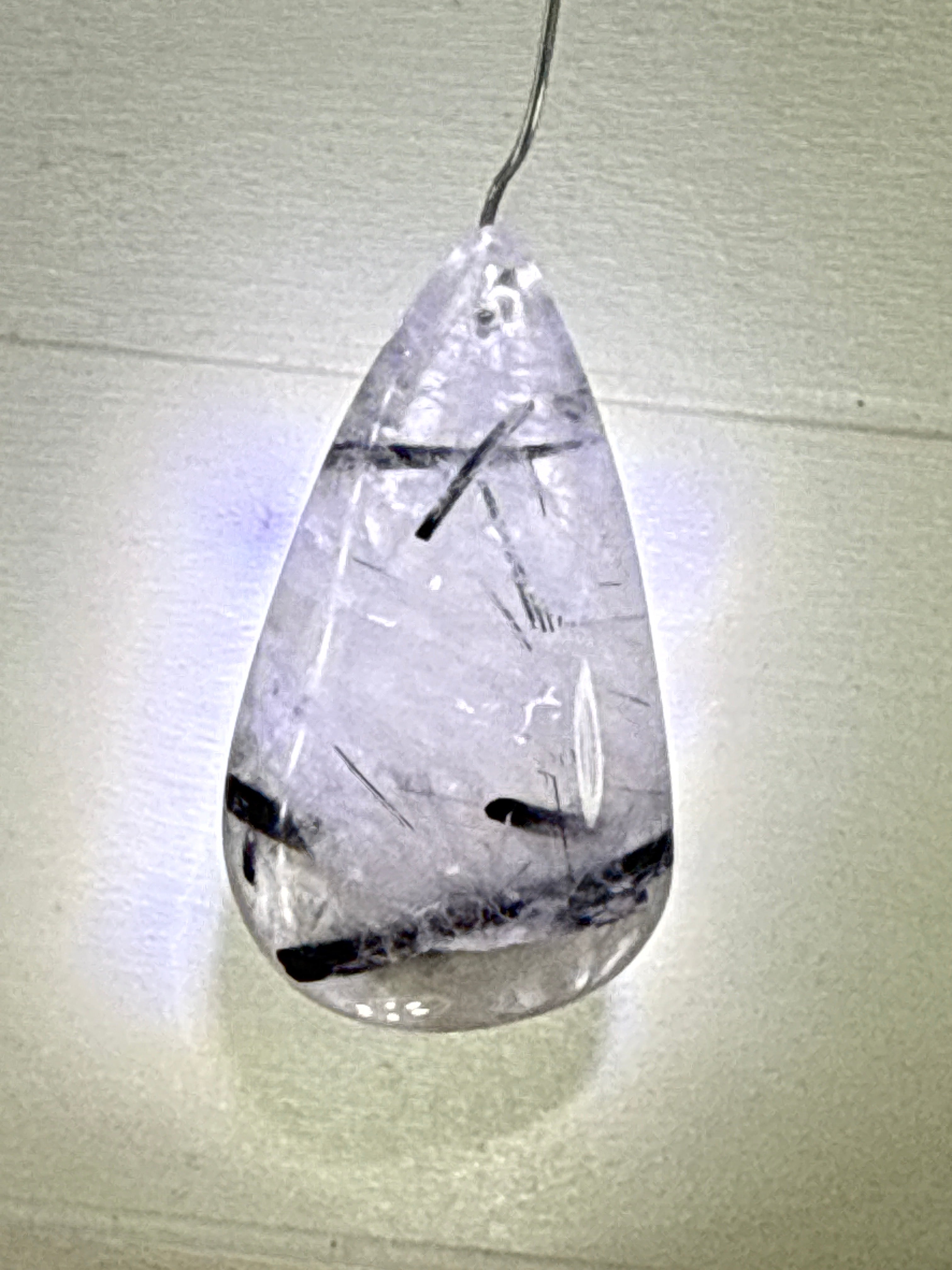 Black Tourmaline in Quartz Pendant