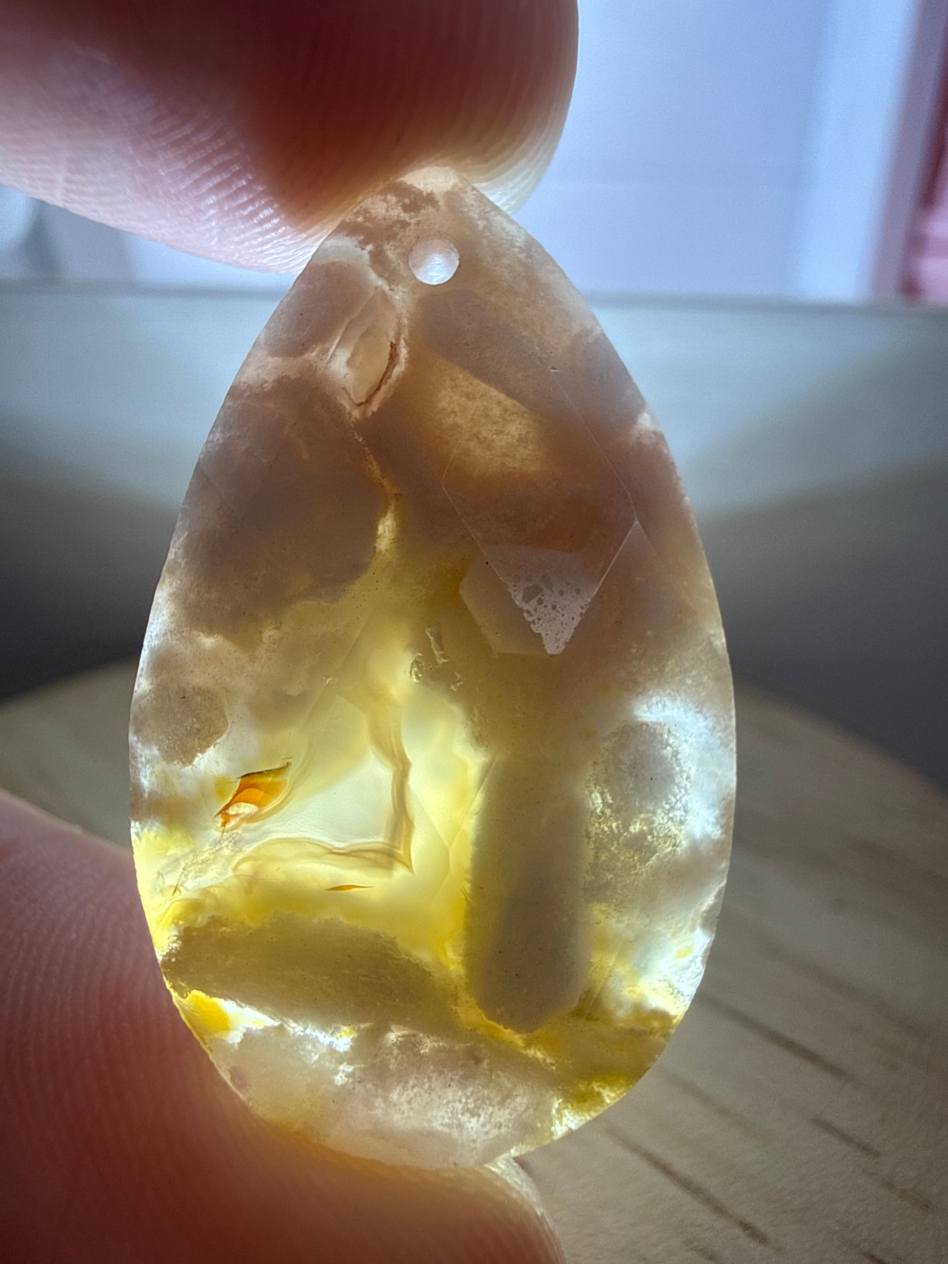Faceted Flower Agate Pendant
