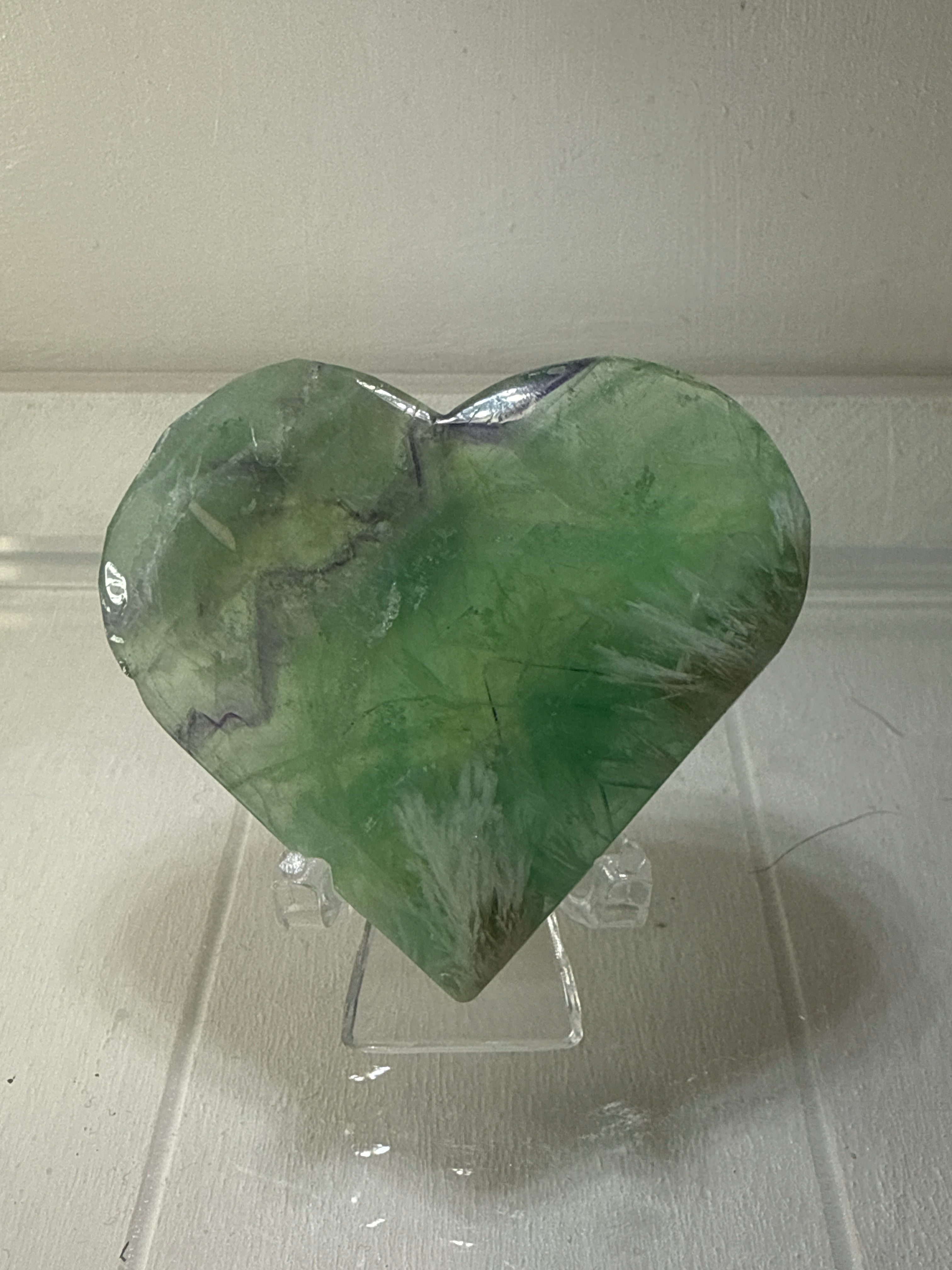 Feather Fluorite Heart