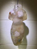 Flower Agate Kimono Carved Pendant