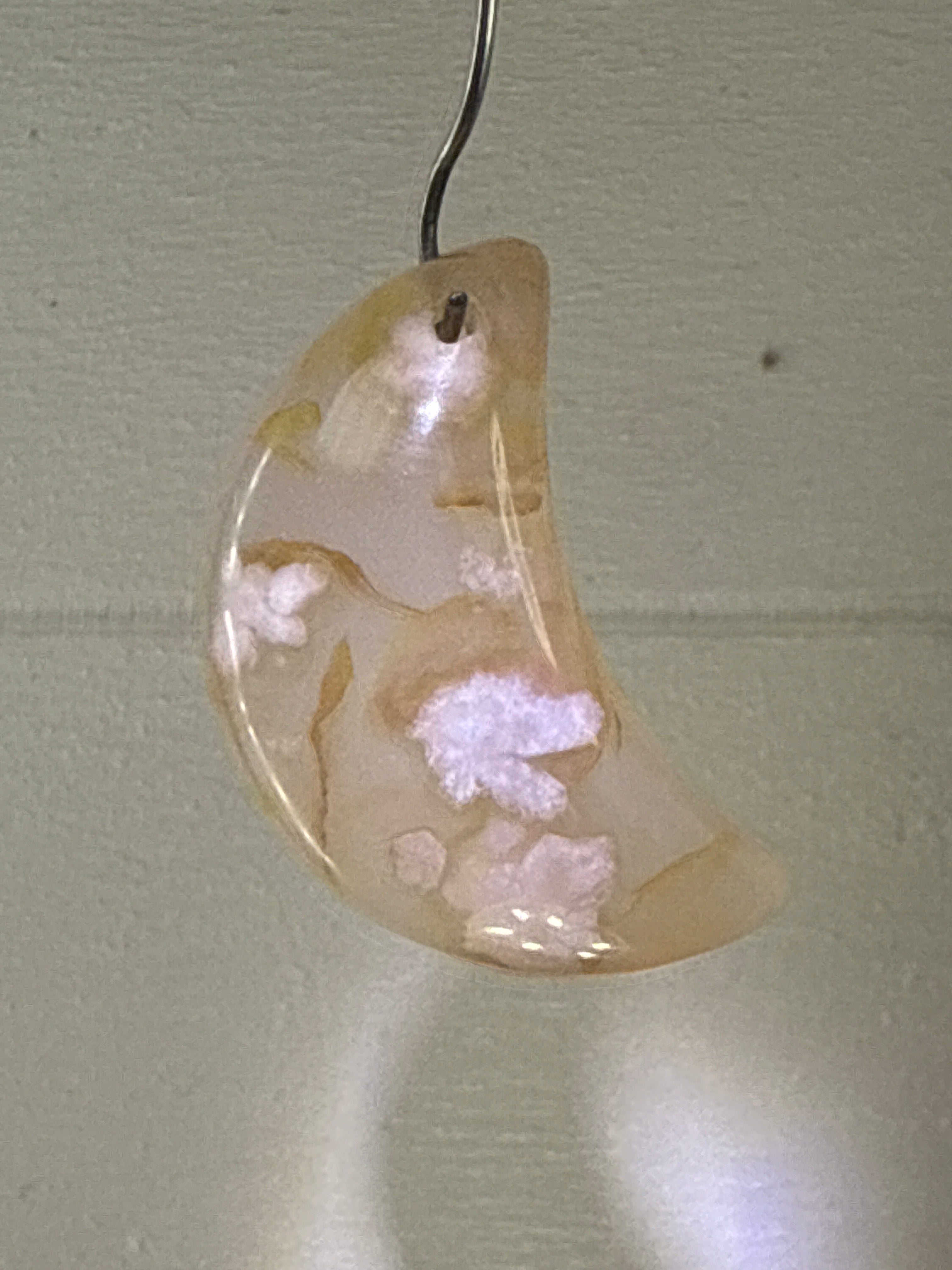 Flower Agate Moon Pendant