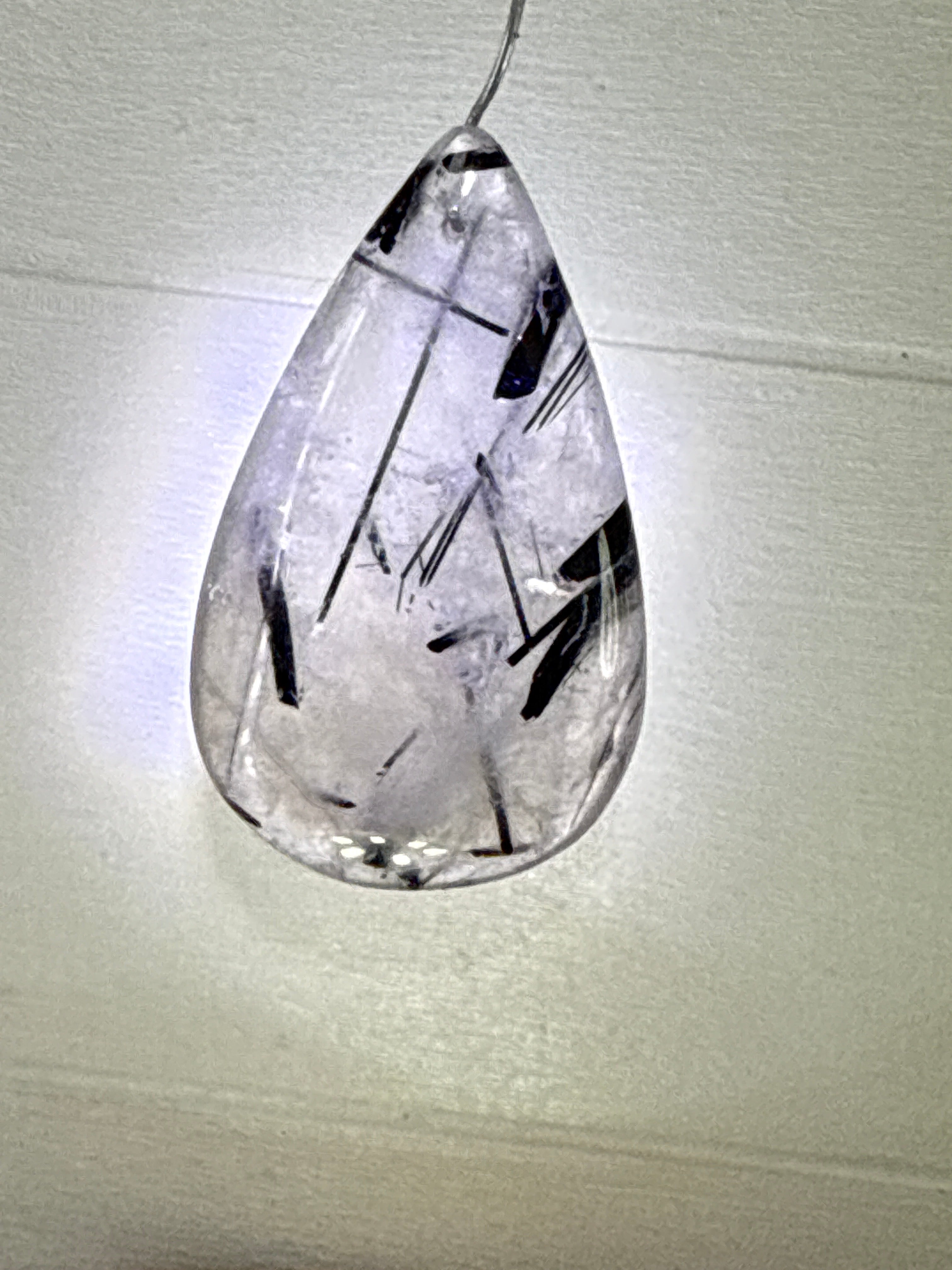 Black Tourmaline in Quartz Pendant