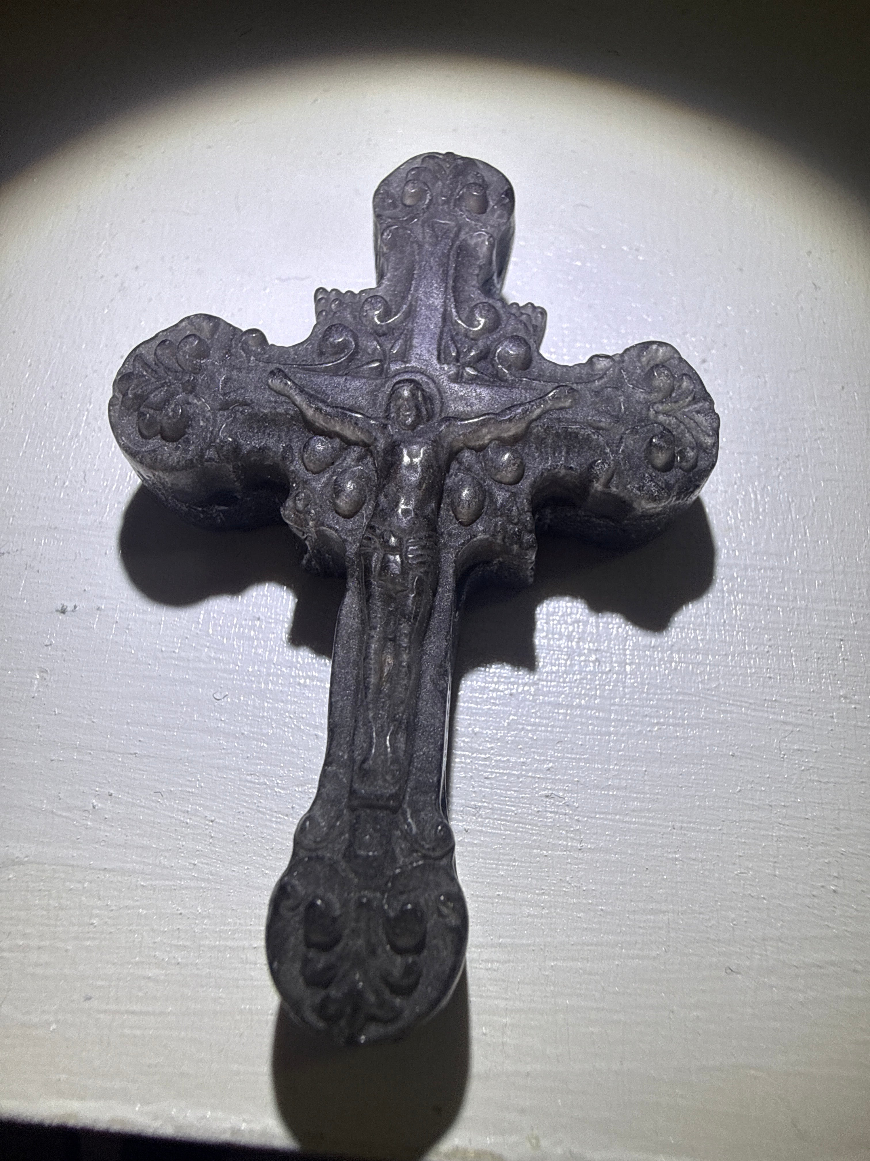 Silver Sheen Obsidian Cross Pendant