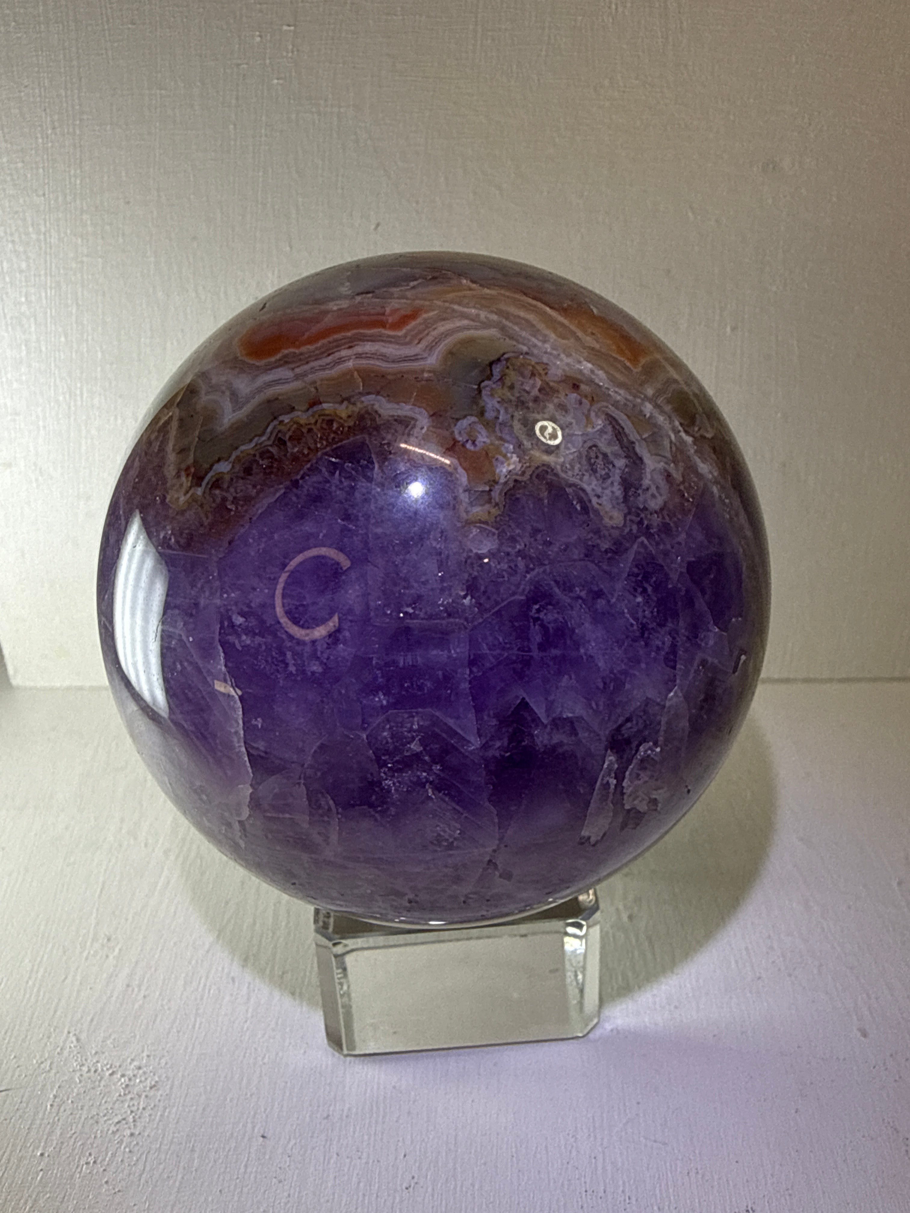 Amethyst with Mexican Lace Agate Sphere
