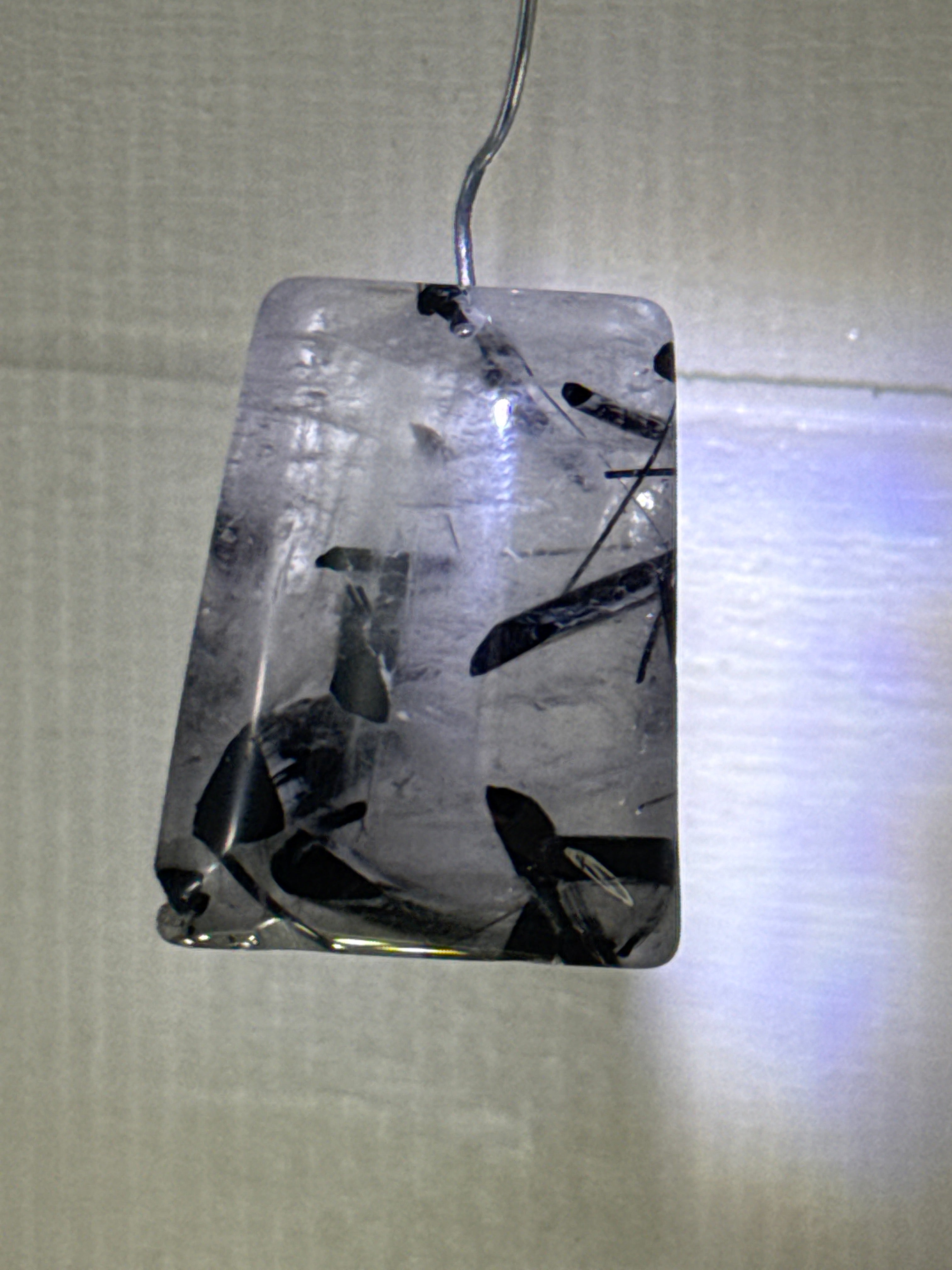 Black Tourmaline in Quartz Pendant