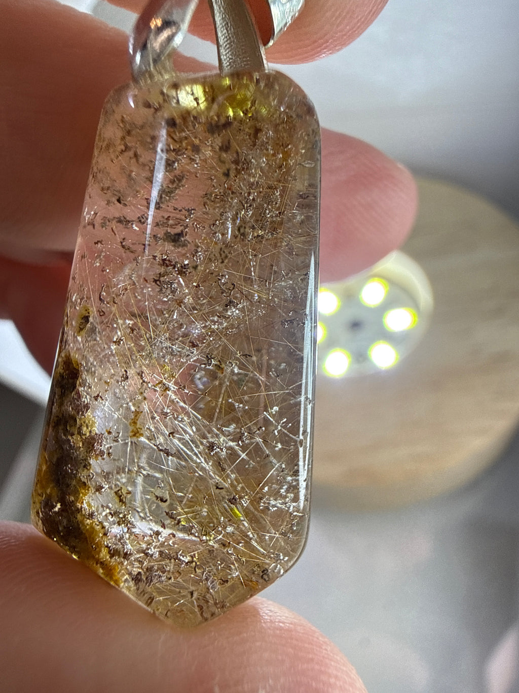 Mixed Rutile Pendant with Golden Healer and Garden Quartz