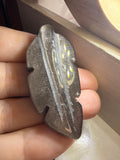 Carved Silver Sheen Obsidian Feather Pendant