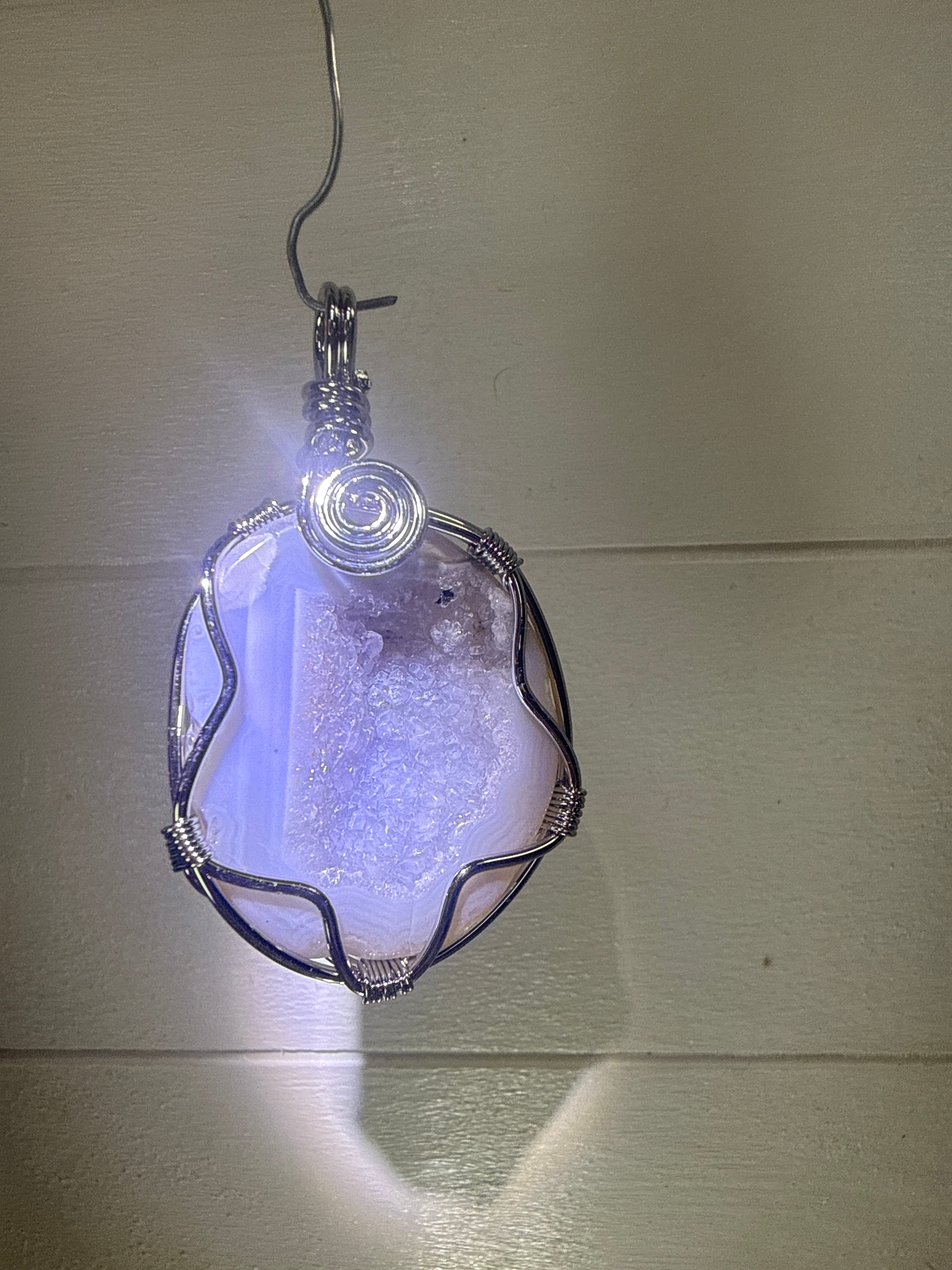 Quartz Geode Wire Wrapped Pendant