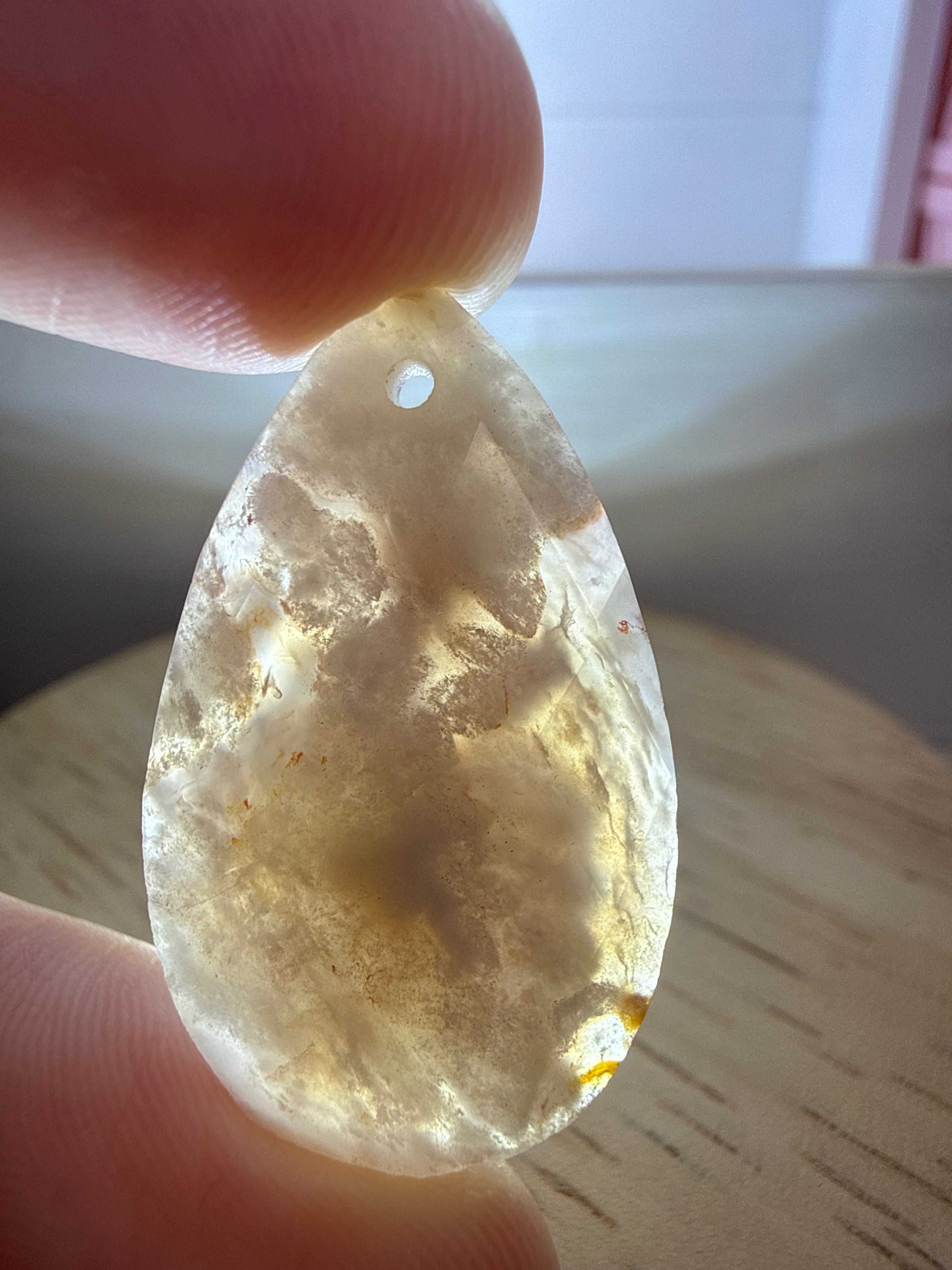 Faceted Flower Agate Pendant