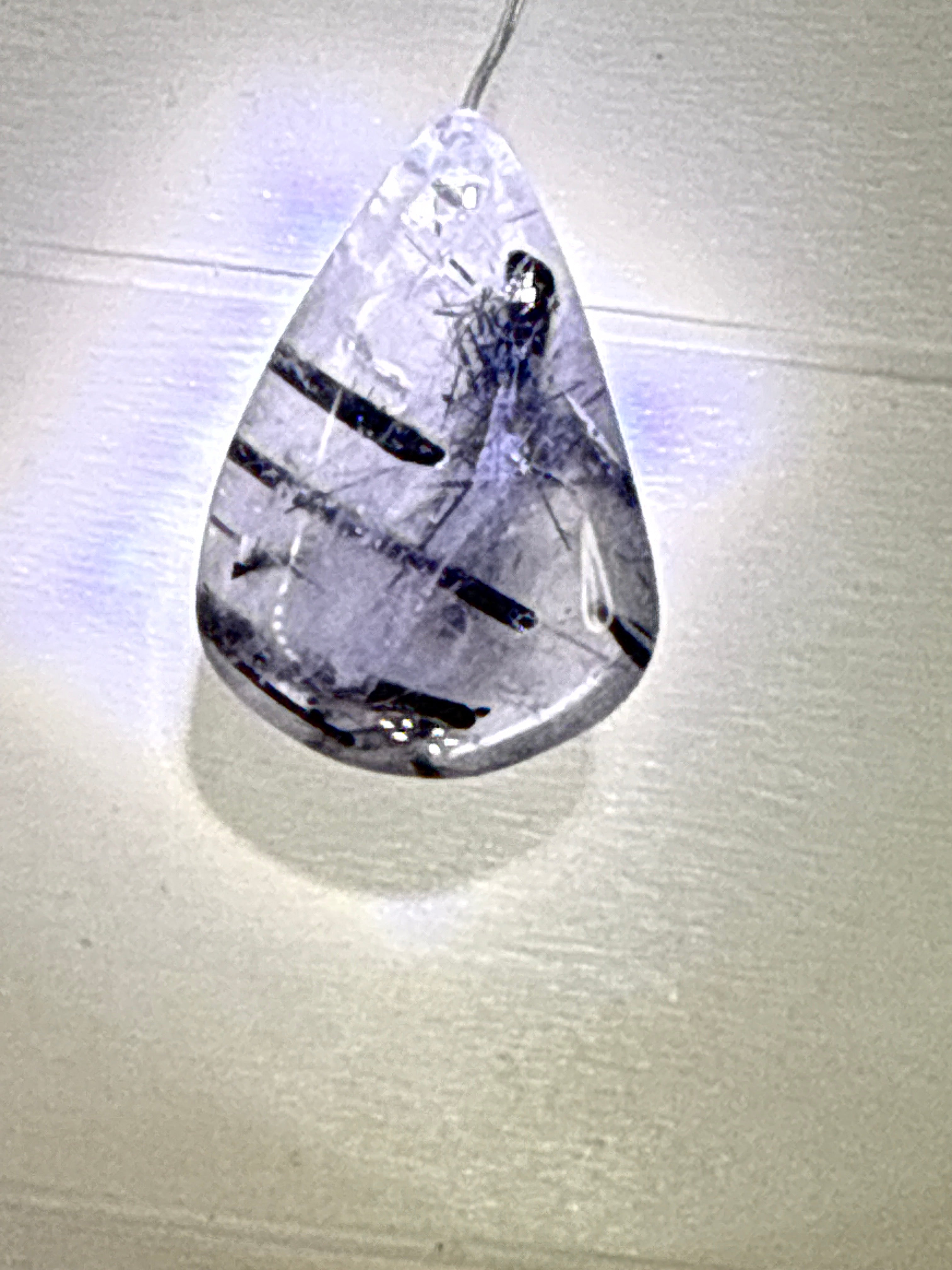 Black Tourmaline in Quartz Pendant