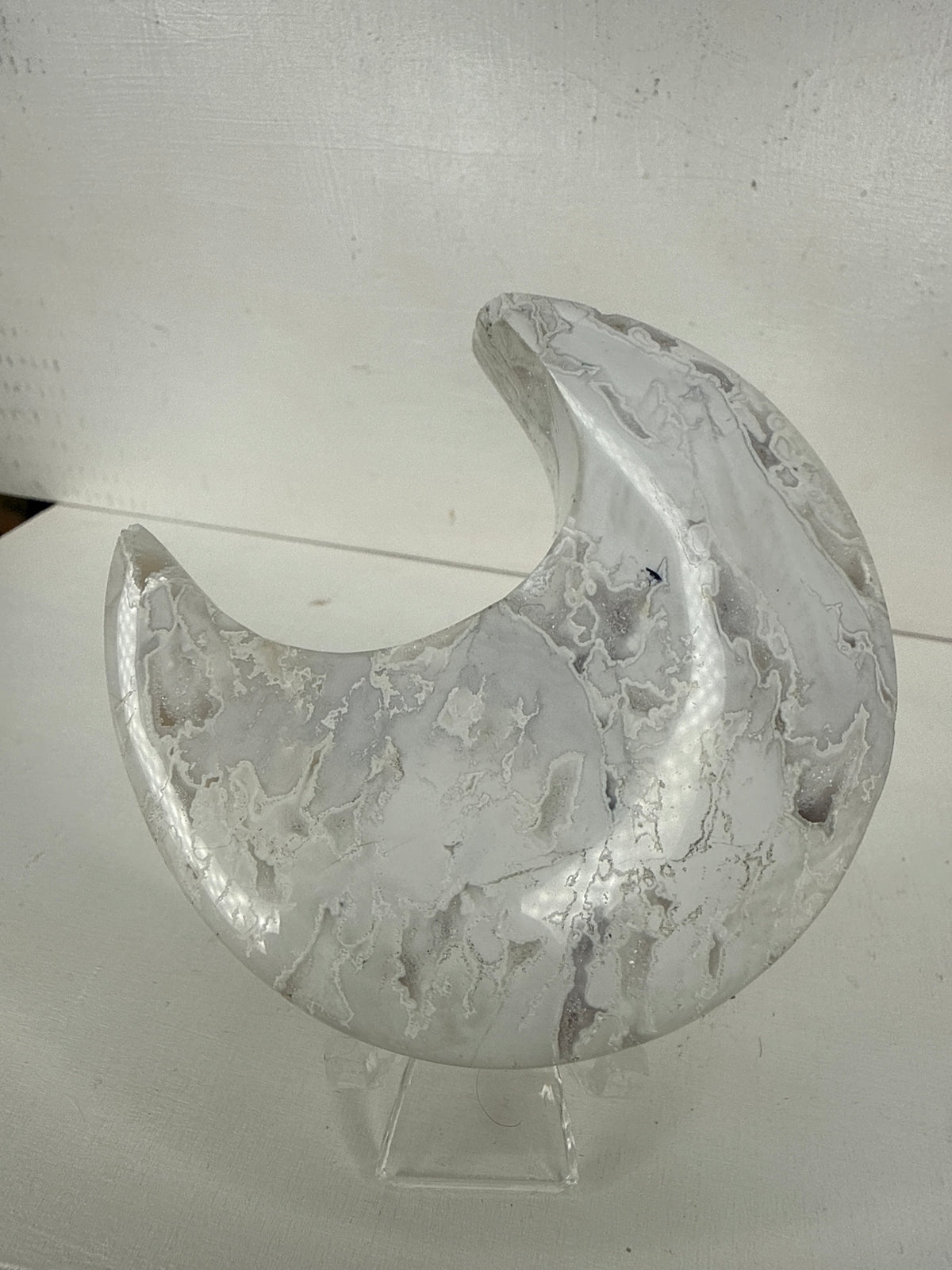 White Mexican Lace Moon Carving