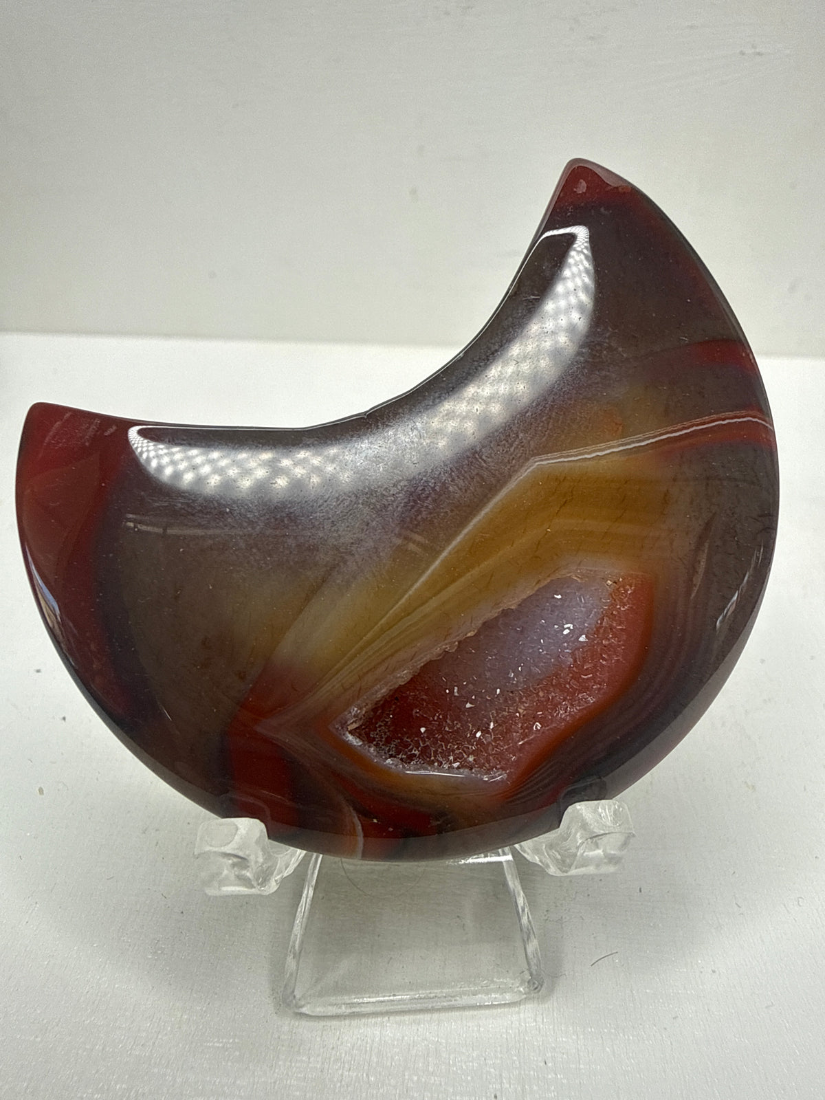 Druzy Agate Moon Carving