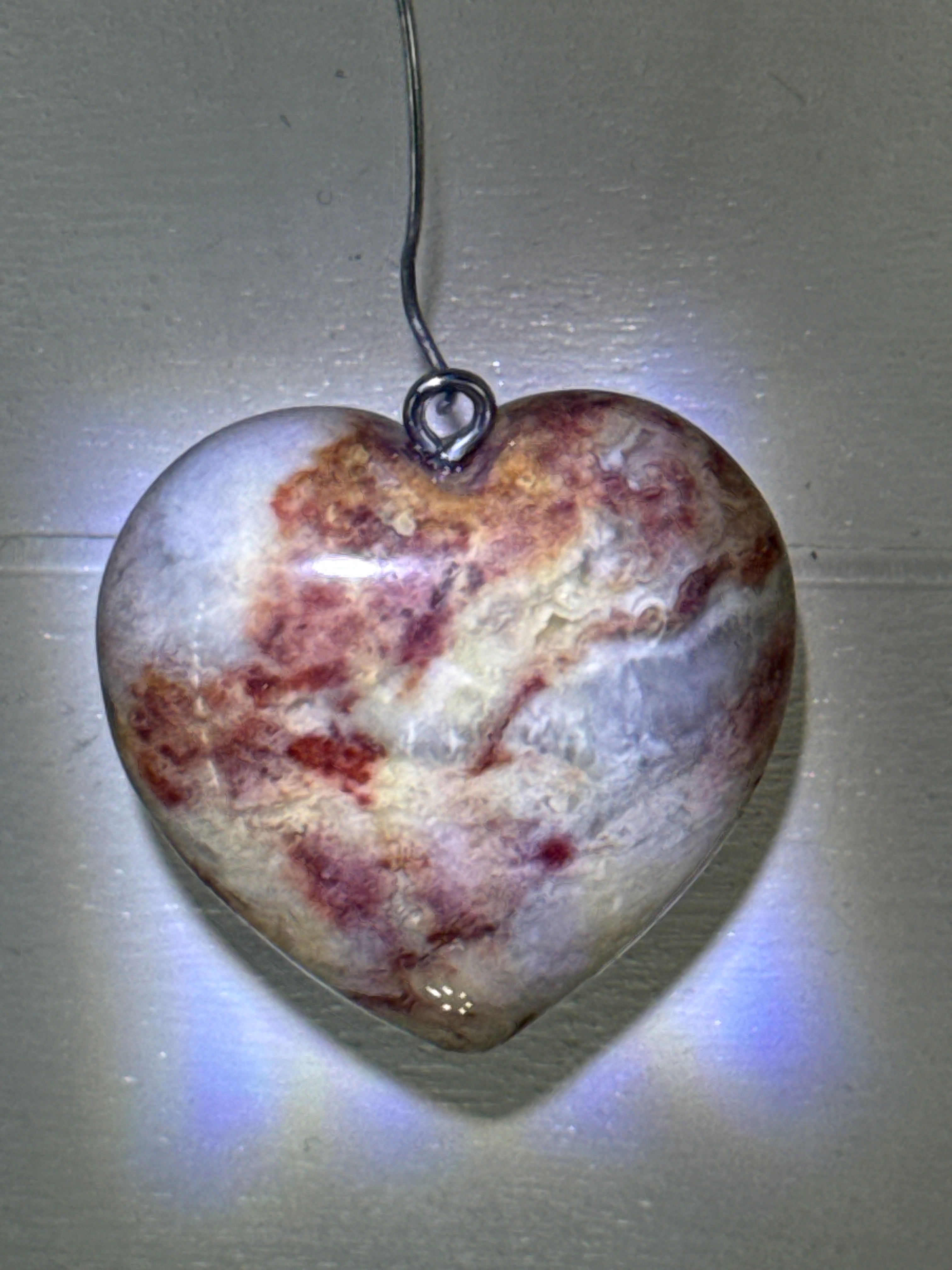 Crazy Lace Agate Heart Pendant