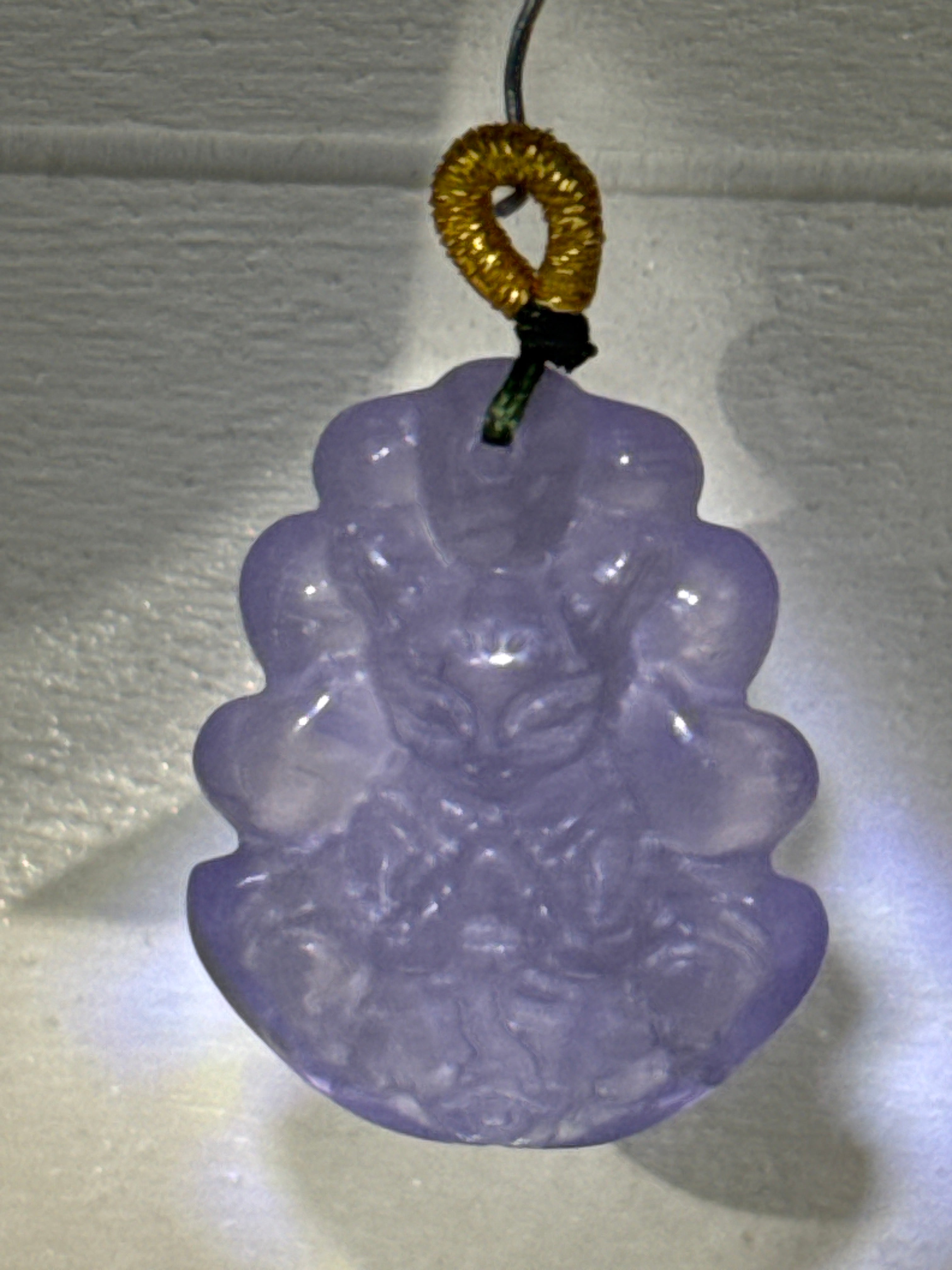 Carved Fluorite Nine-Tailed Fox Pendant