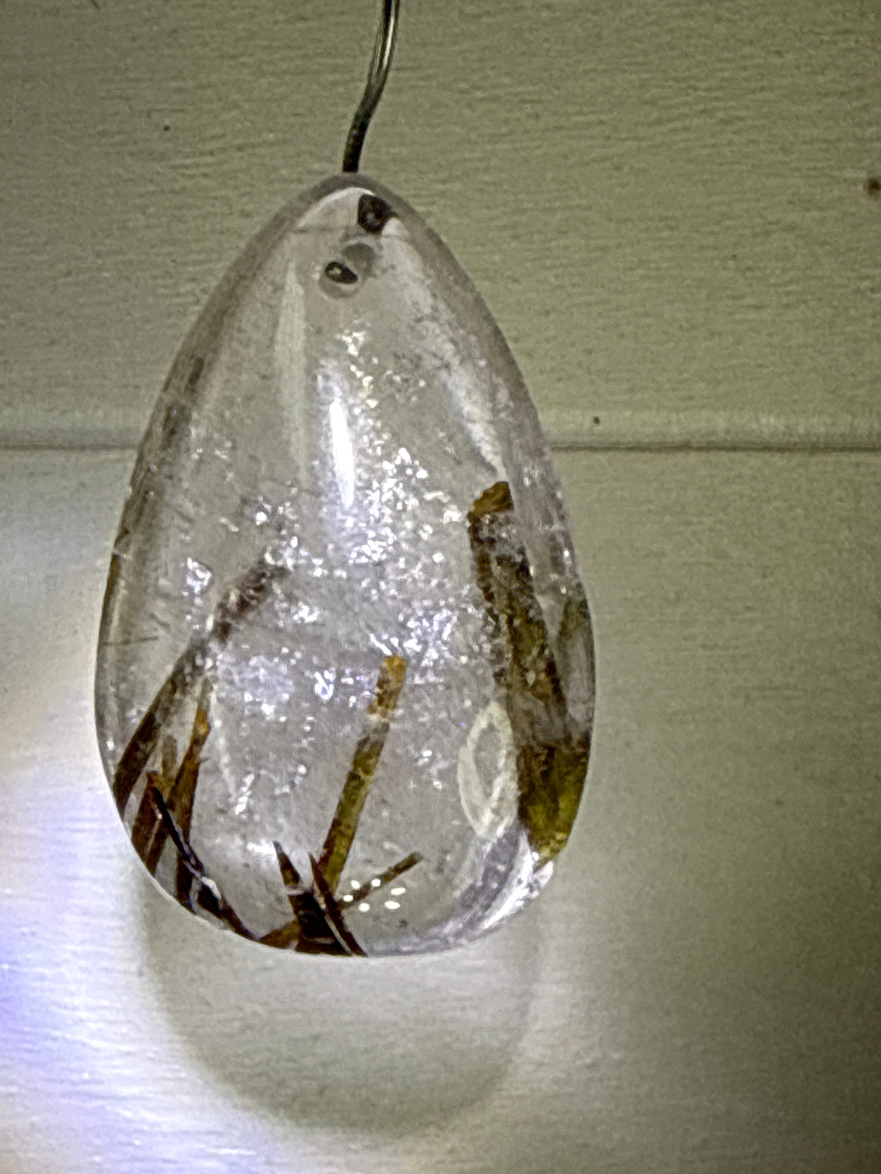 Green Tourmaline in Quartz Pendant