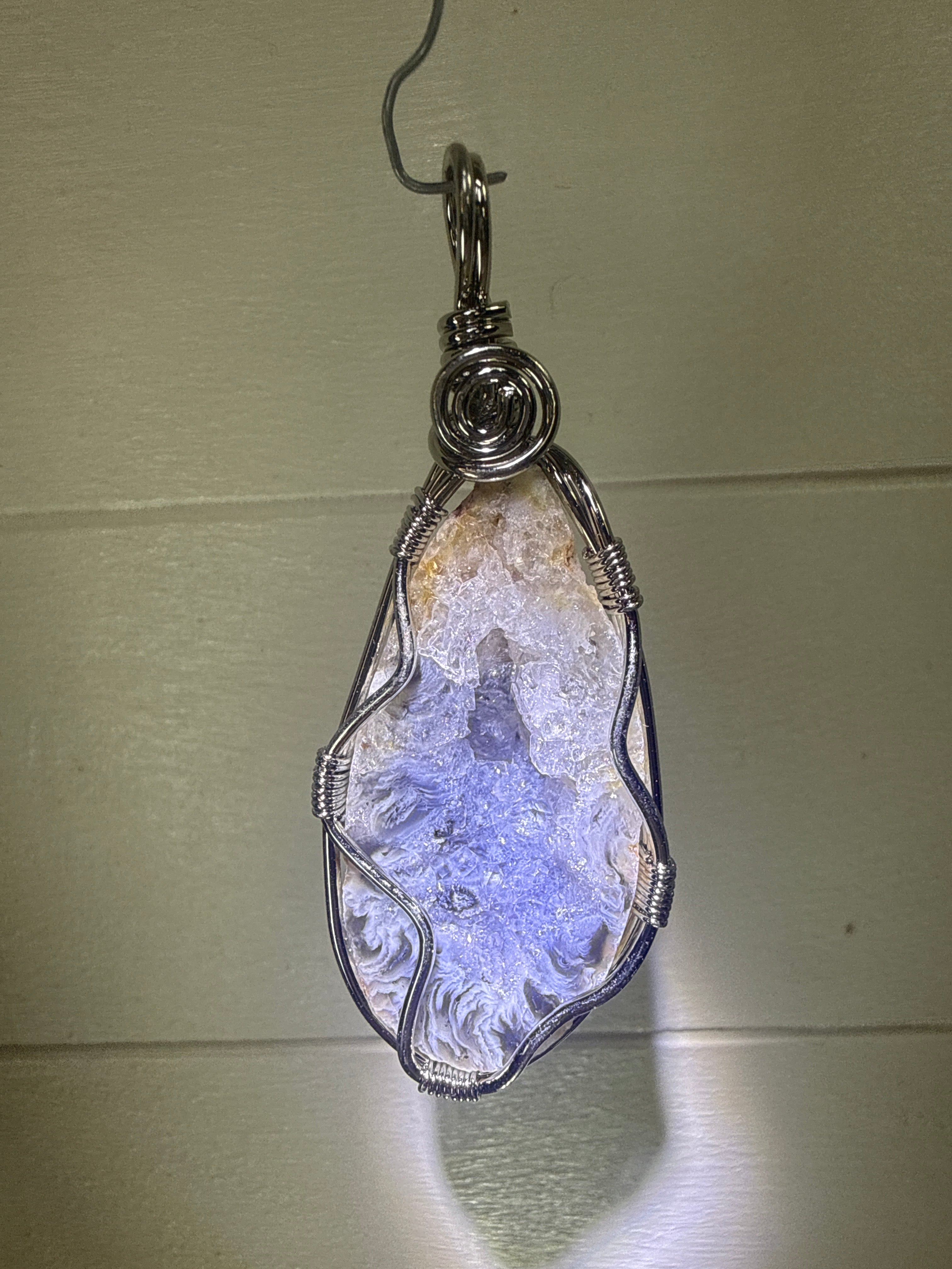 Quartz Geode Wire Wrapped Pendant