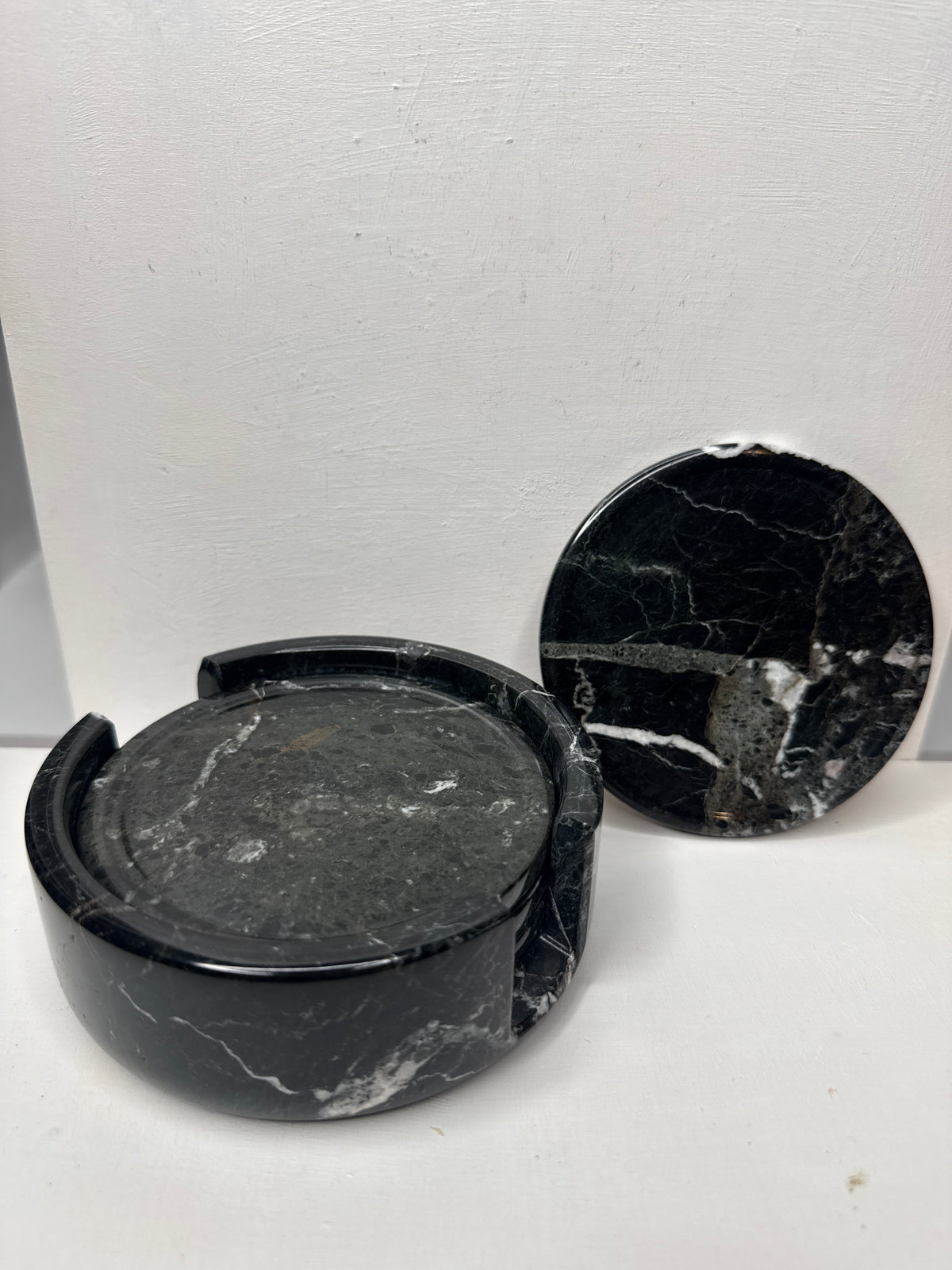 Black Jade Coaster Set of 4 with Holder