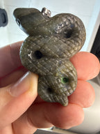 Carved Labradorite Snake Pendant