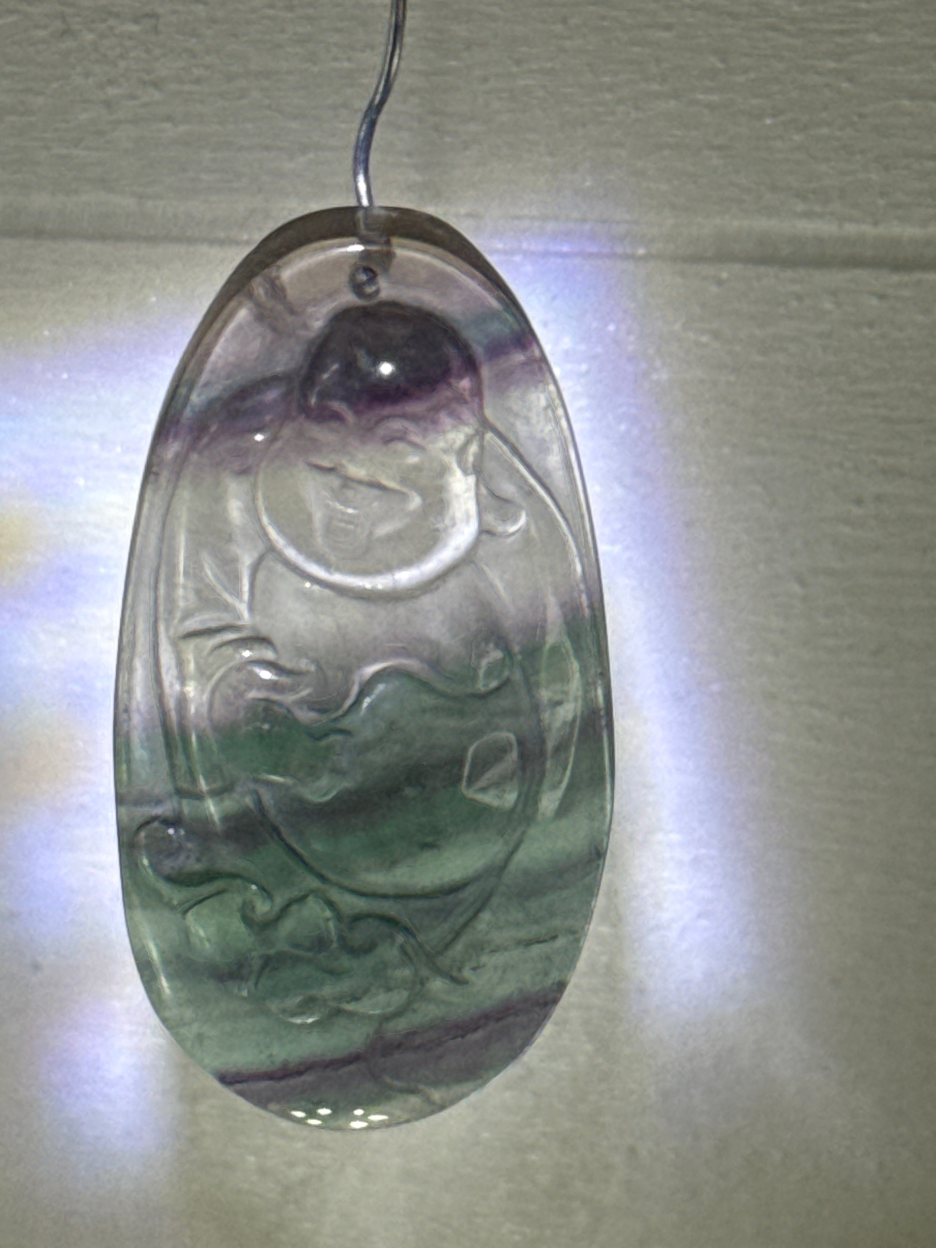 Carved Fluorite Buddah Pendant