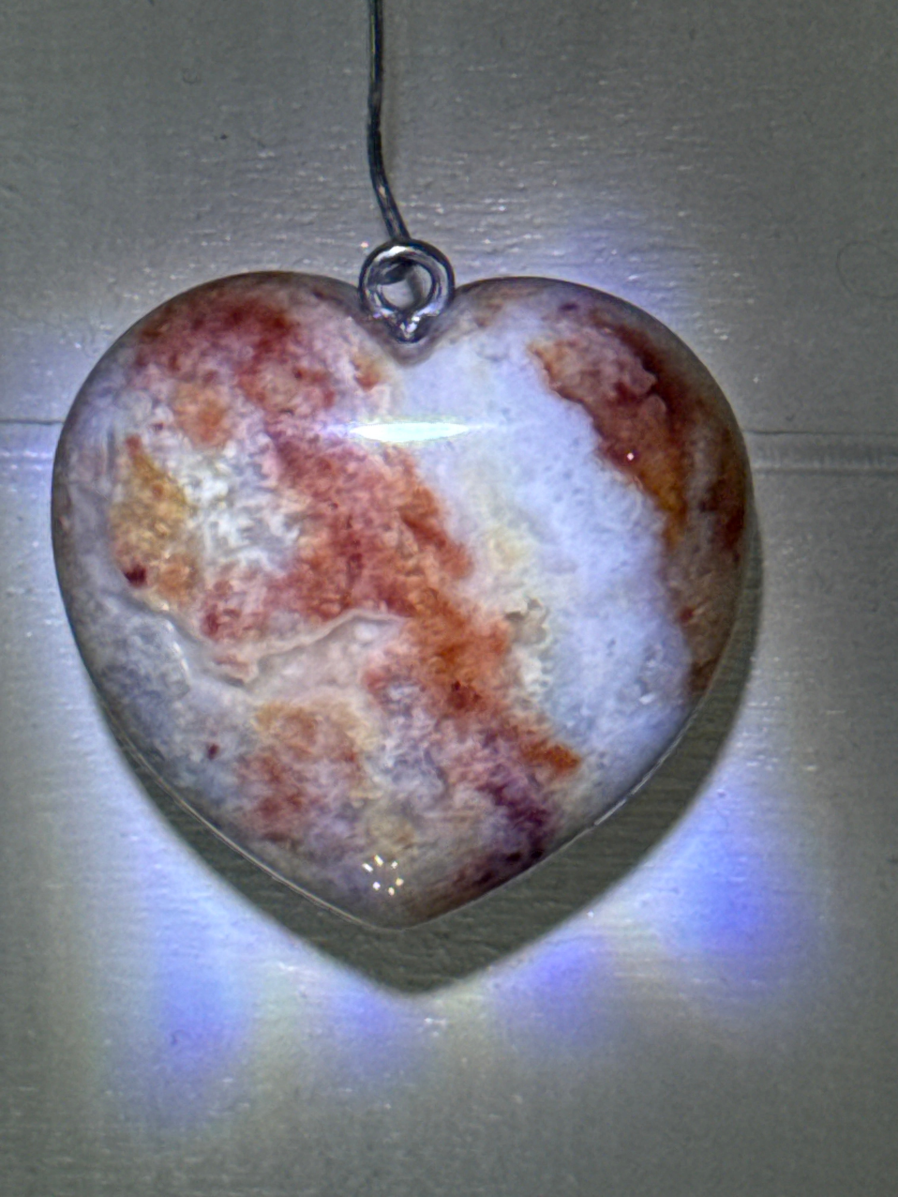Crazy Lace Agate Heart Pendant