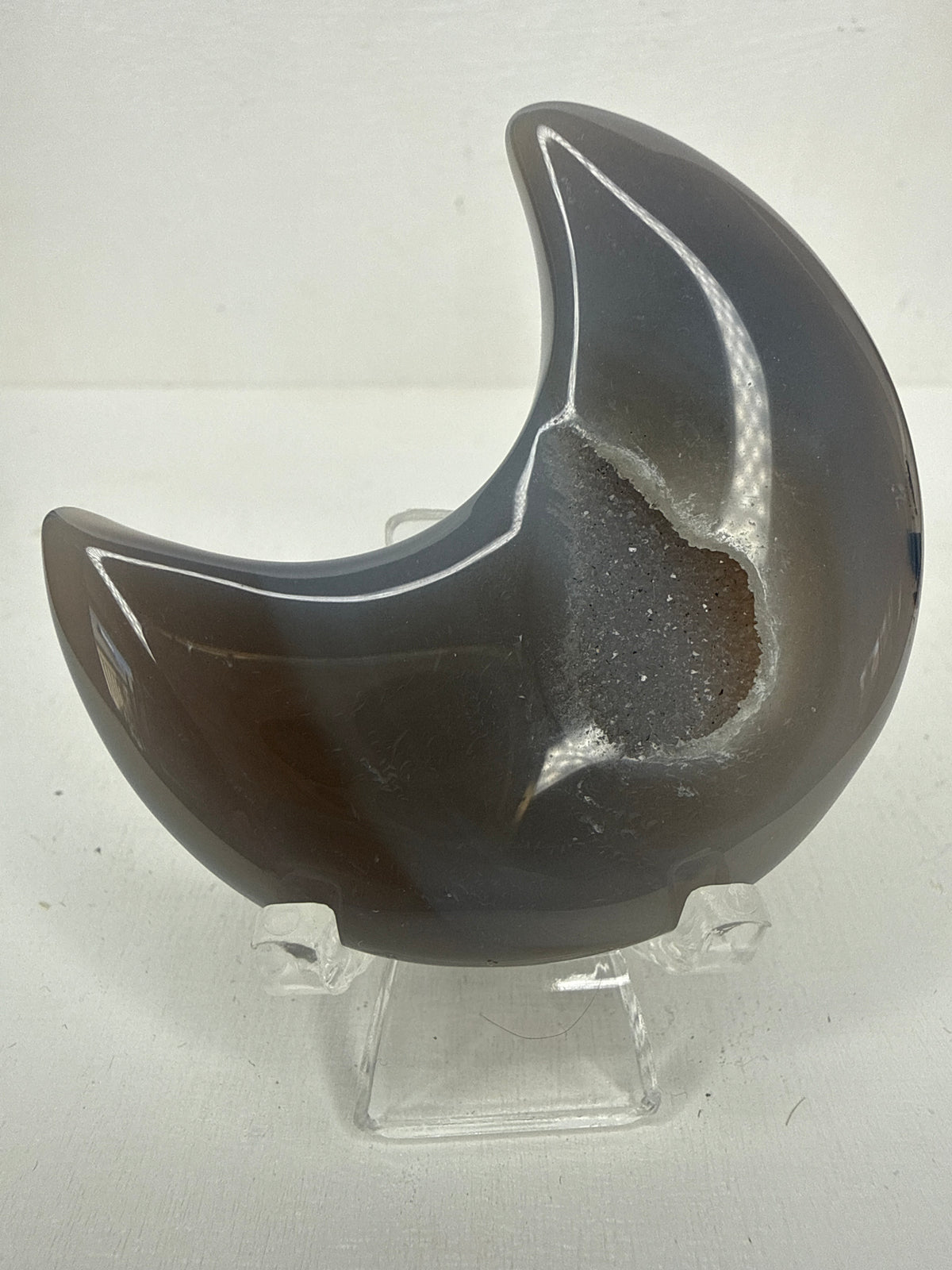 Druzy Agate Moon Carving