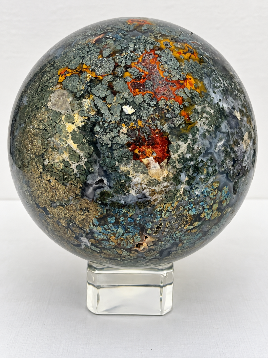 Pyrite with Ocean Jasper Sphere
