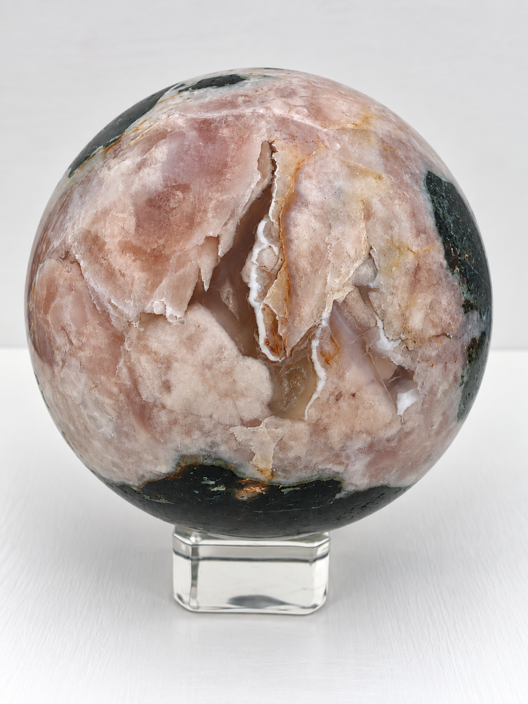 Pink Amethyst with Ocean Jasper Sphere