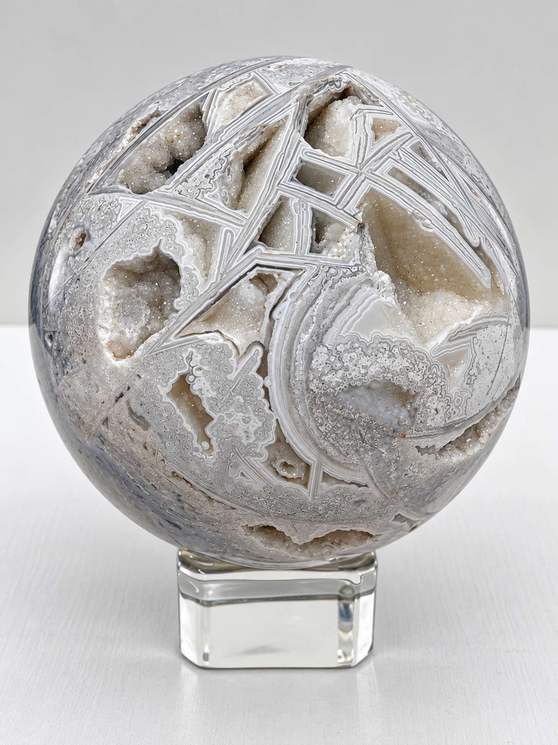 White Mexican Lace Agate Sphere