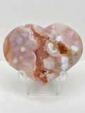 Pink Amethyst with Flower Agate Heart