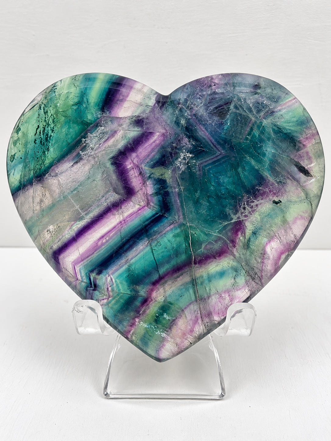 Rainbow Fluorite Heart