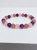 Amethyst, Strawberry Quartz & Rose Quartz Bracelet – 8mm