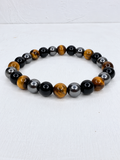 Hematite, Black Obsidian & Tigers Eye Bracelet – 8mm
