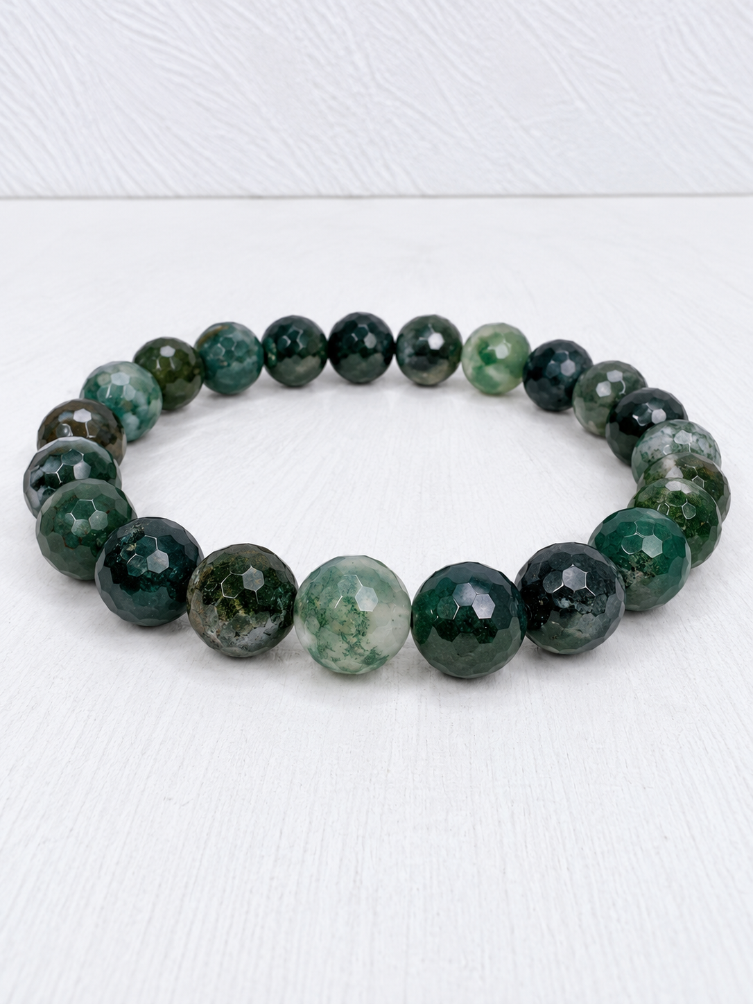 Faceted Moss Agate Bracelet – 8mm