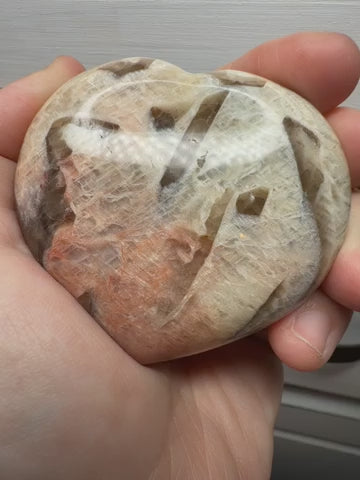 Peach Moonstone & Smokey Quartz Heart